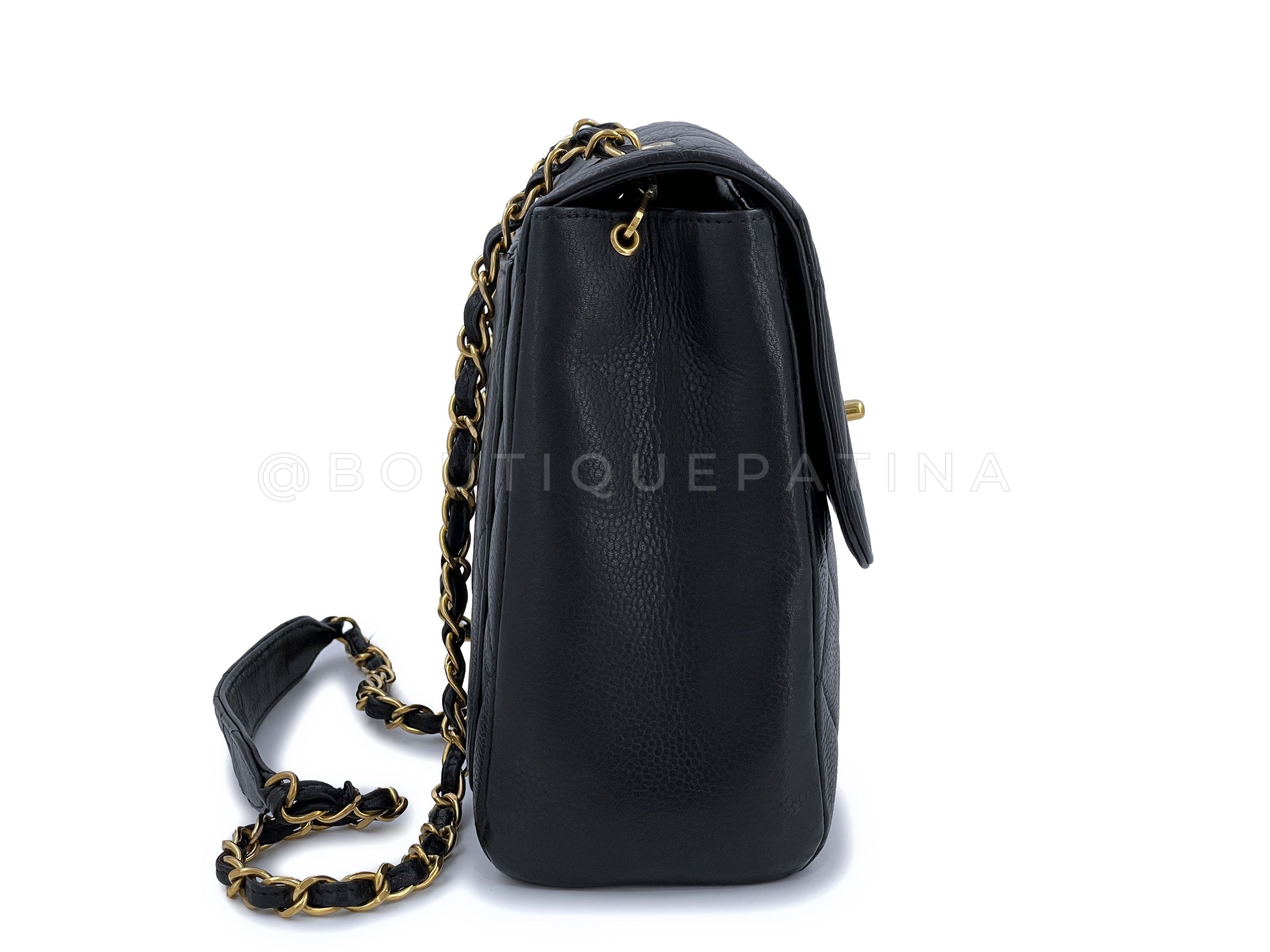 Chanel Vintage Caviar Medium Crossbody Flap Bag Black Square 24k GHW