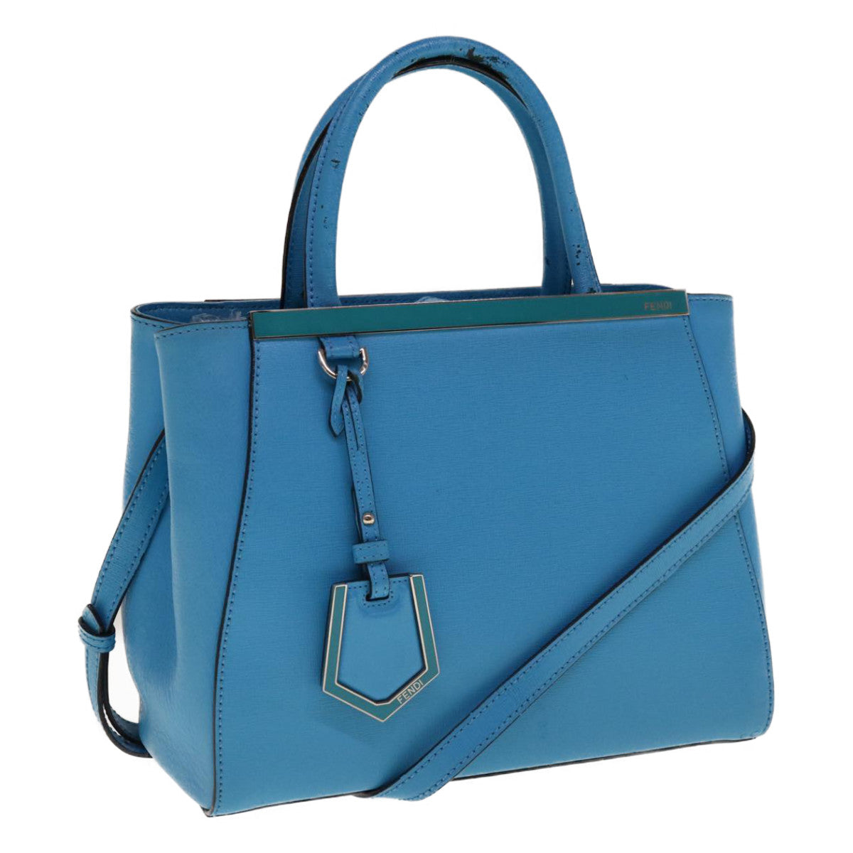FENDI Petite To Jules Hand Bag Leather 2way Light Blue 64810