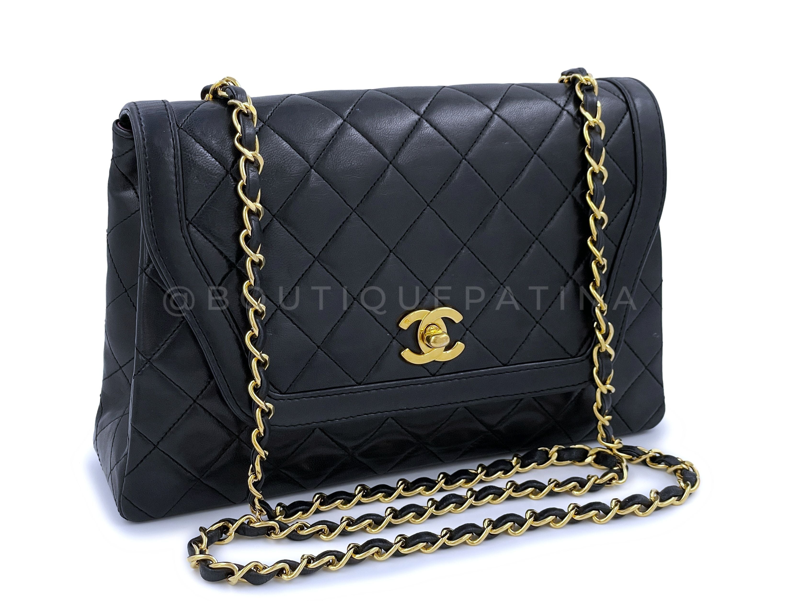 Chanel Vintage Black Medium Trapezoid Quilted Flap Bag 24k GHW