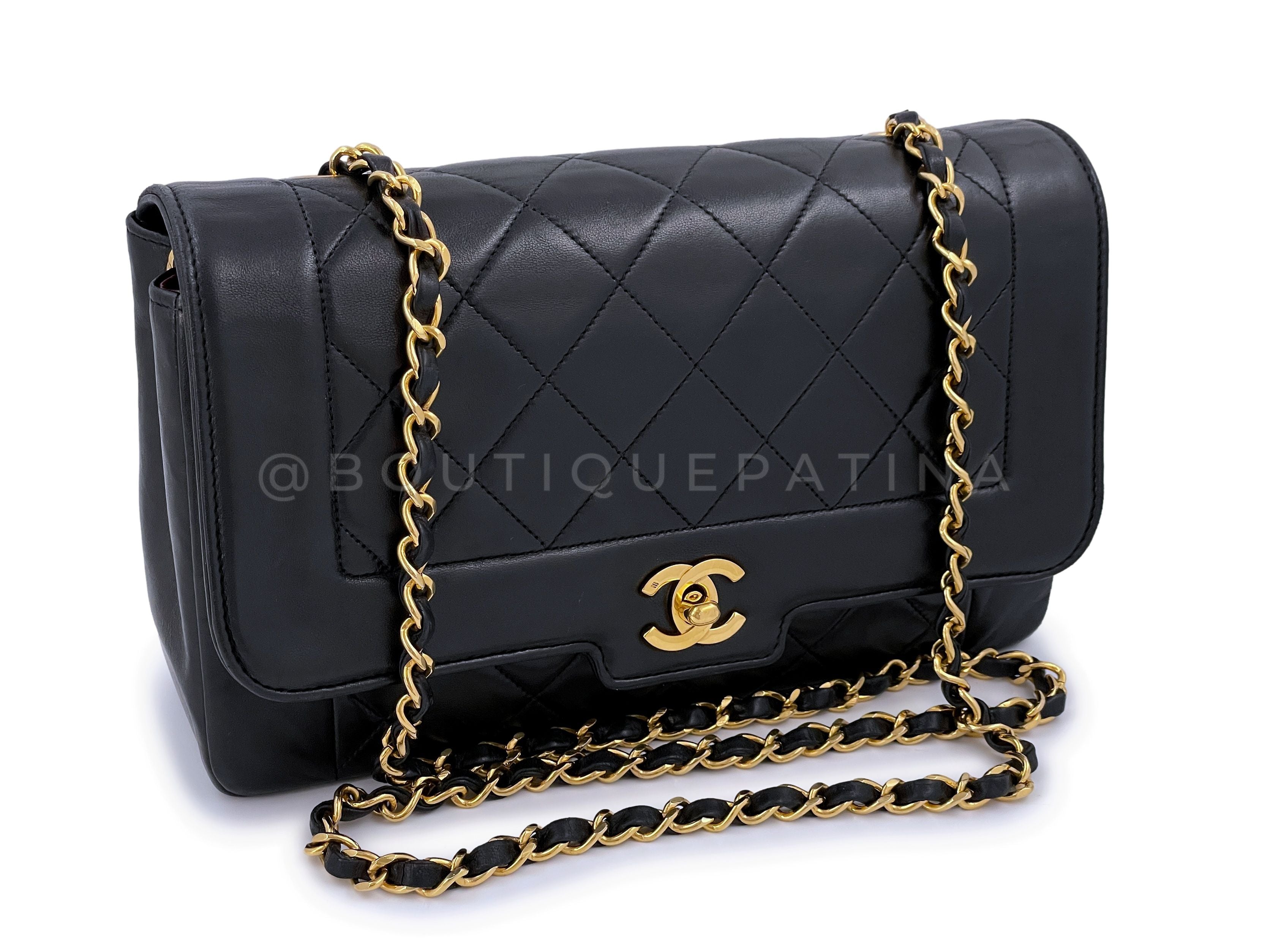 Chanel Vintage Black Geometric Diana Bag Medium 24k GHW