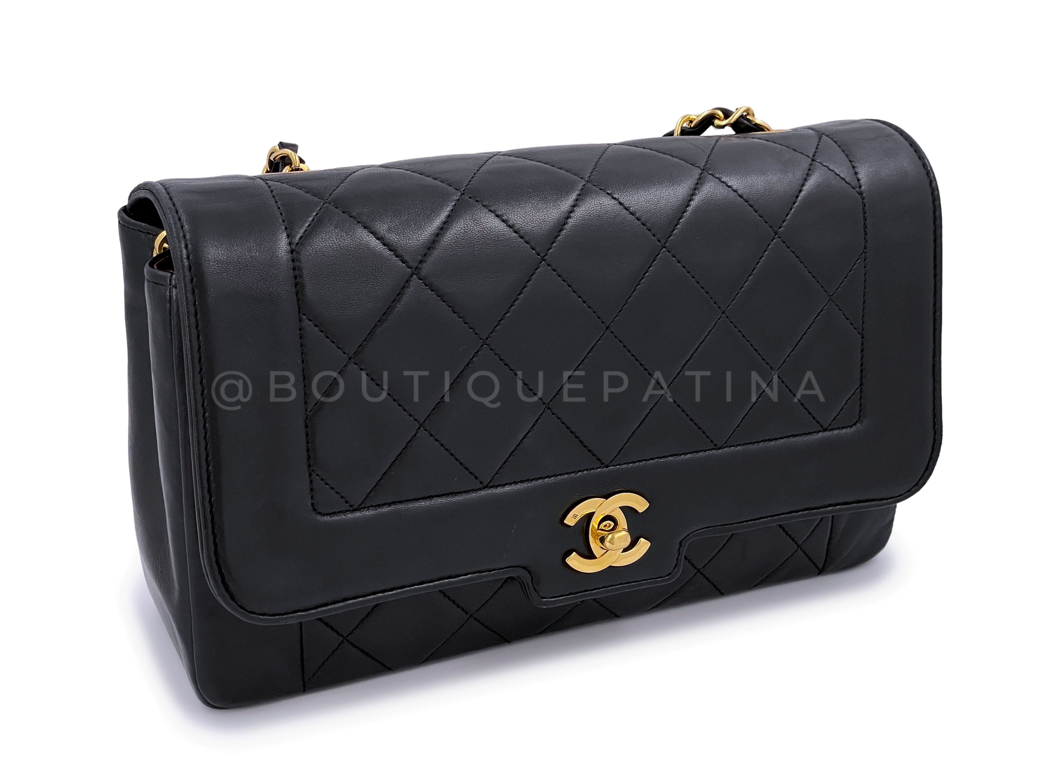 Chanel Vintage Black Geometric Diana Bag Medium 24k GHW