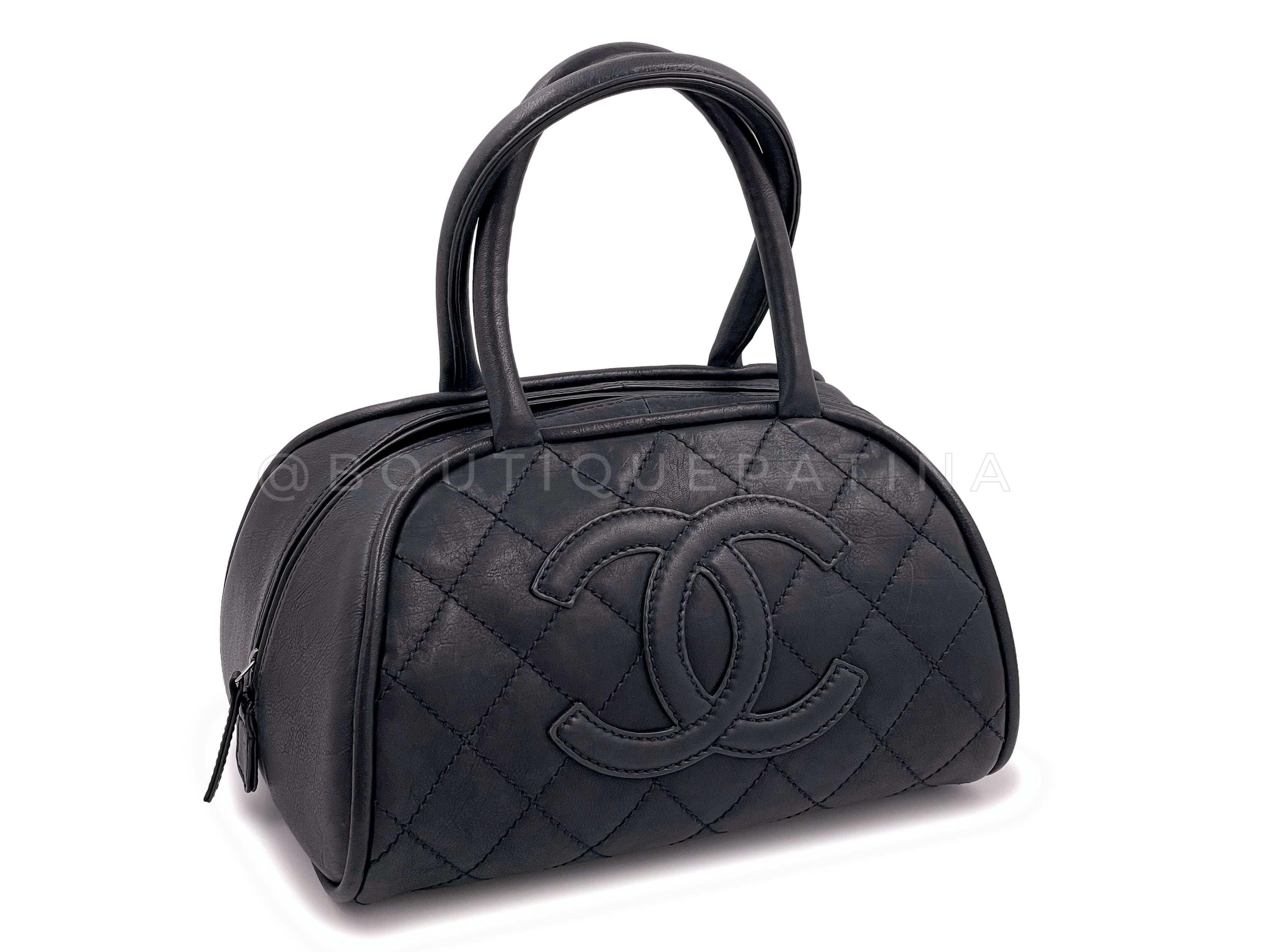 Rare Chanel Vintage Curved Black Timeless Bowler Bag