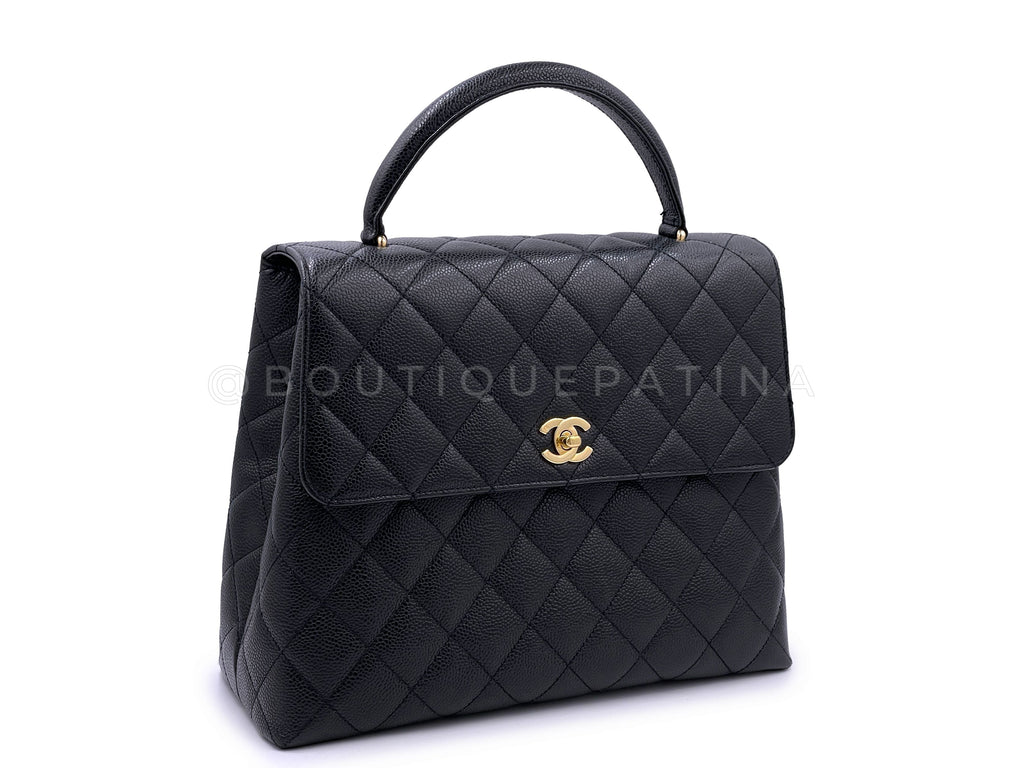 Chanel Vintage Black Caviar Kelly Flap Bag 24k GHW
