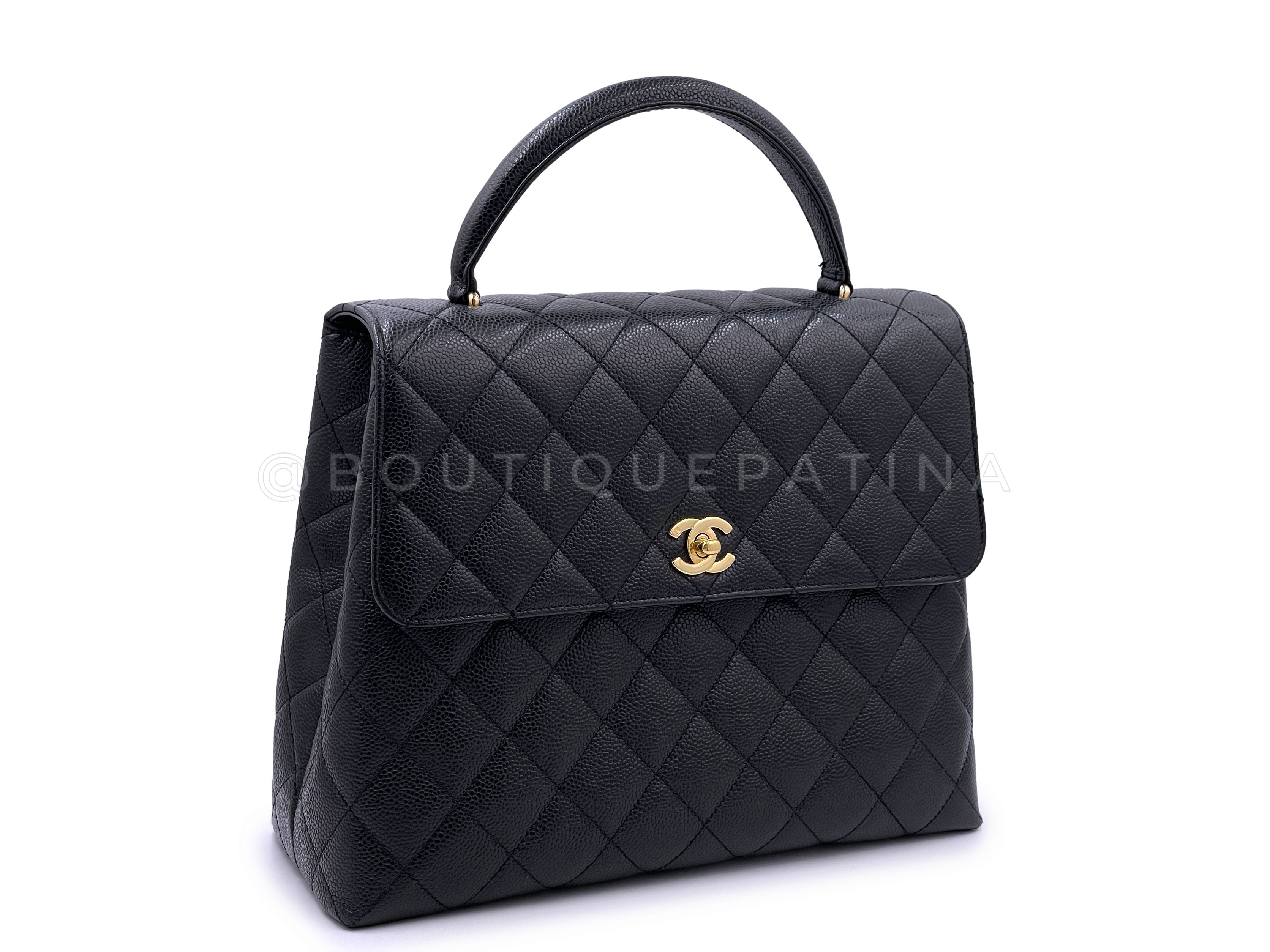 Chanel Vintage Black Caviar Kelly Flap Bag 24k GHW