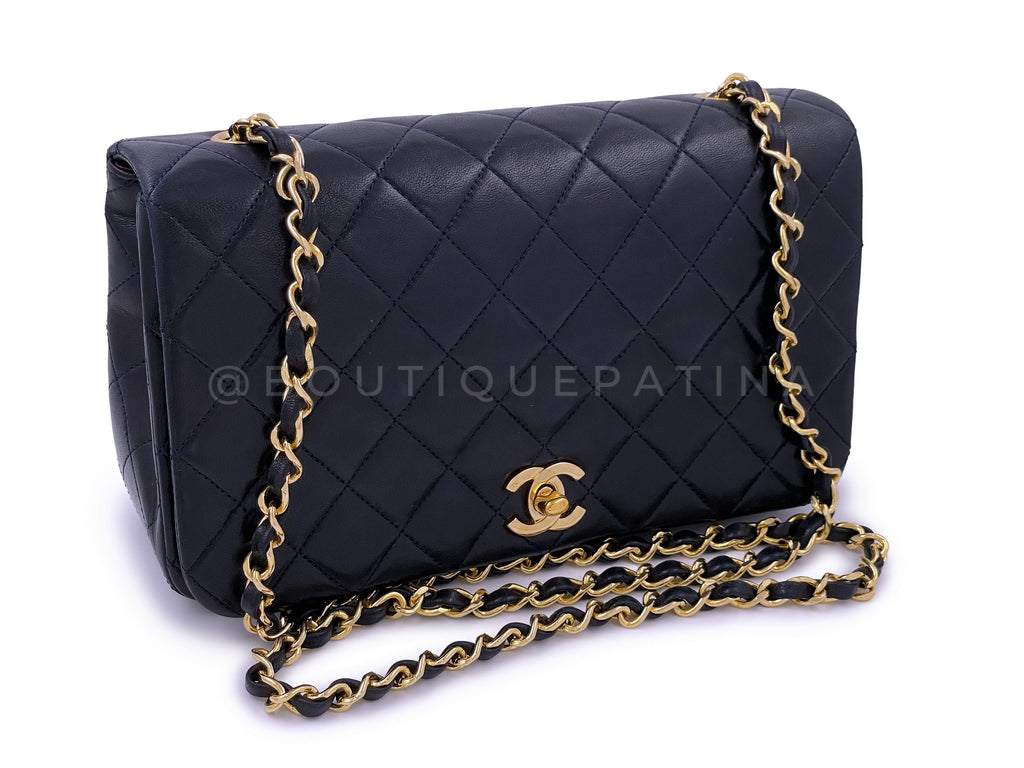 Chanel Vintage Midnight Black Timeless Classic Full Flap Bag 24k GHW