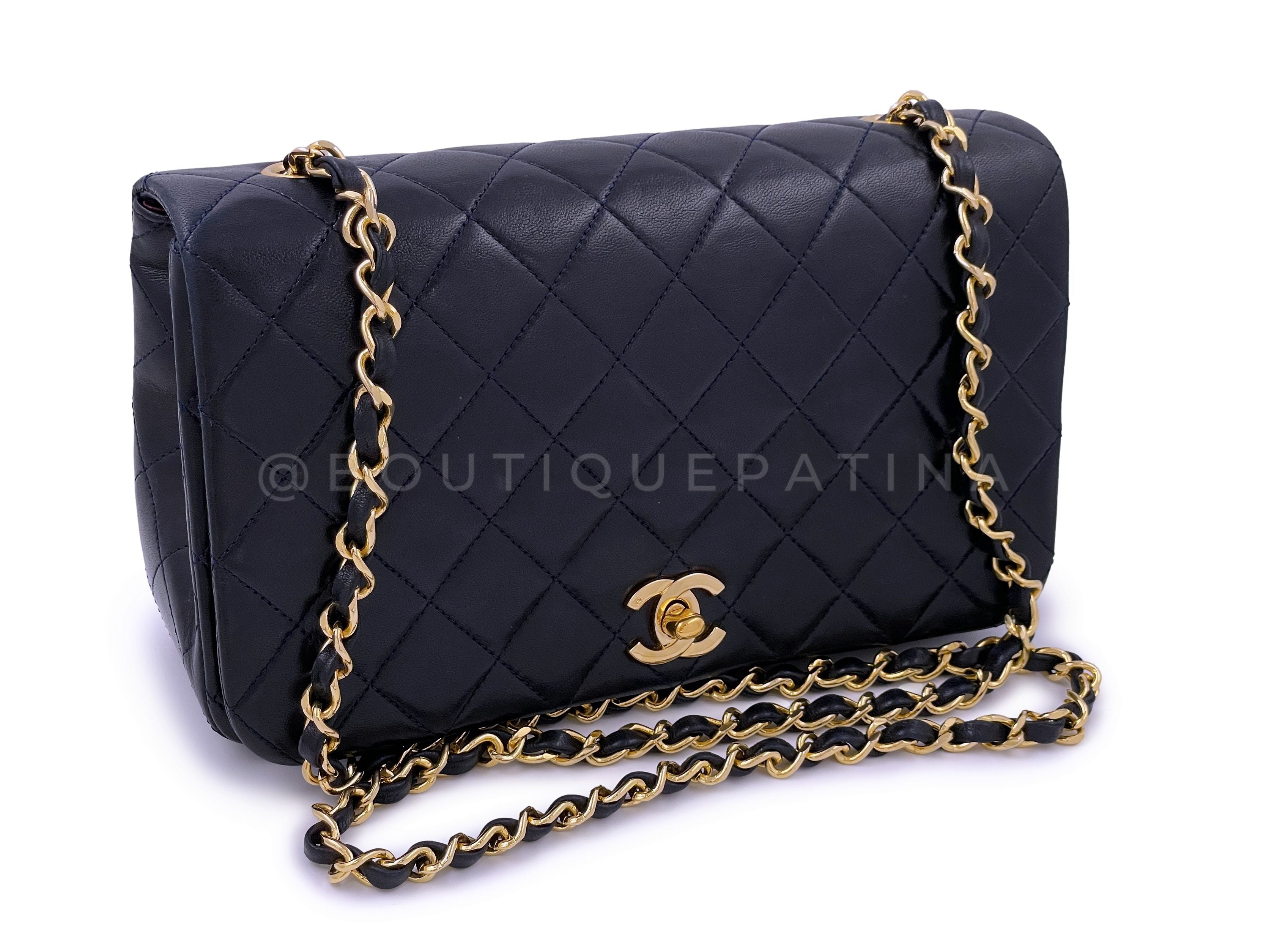 Chanel Vintage Midnight Black Timeless Classic Full Flap Bag 24k GHW