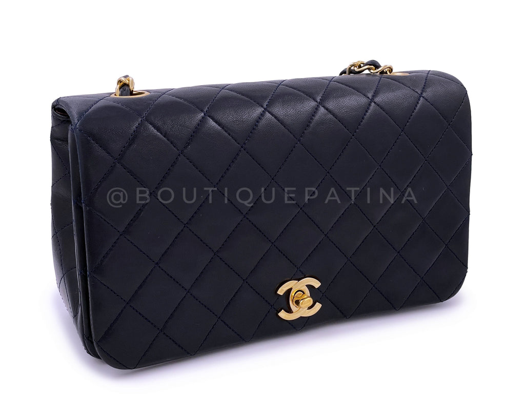 Chanel Vintage Midnight Black Timeless Classic Full Flap Bag 24k GHW
