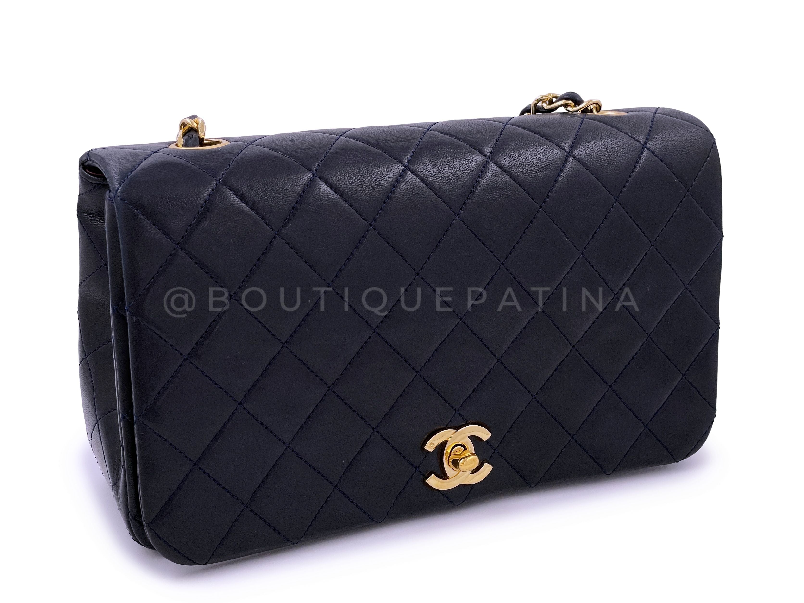 Chanel Vintage Midnight Black Timeless Classic Full Flap Bag 24k GHW
