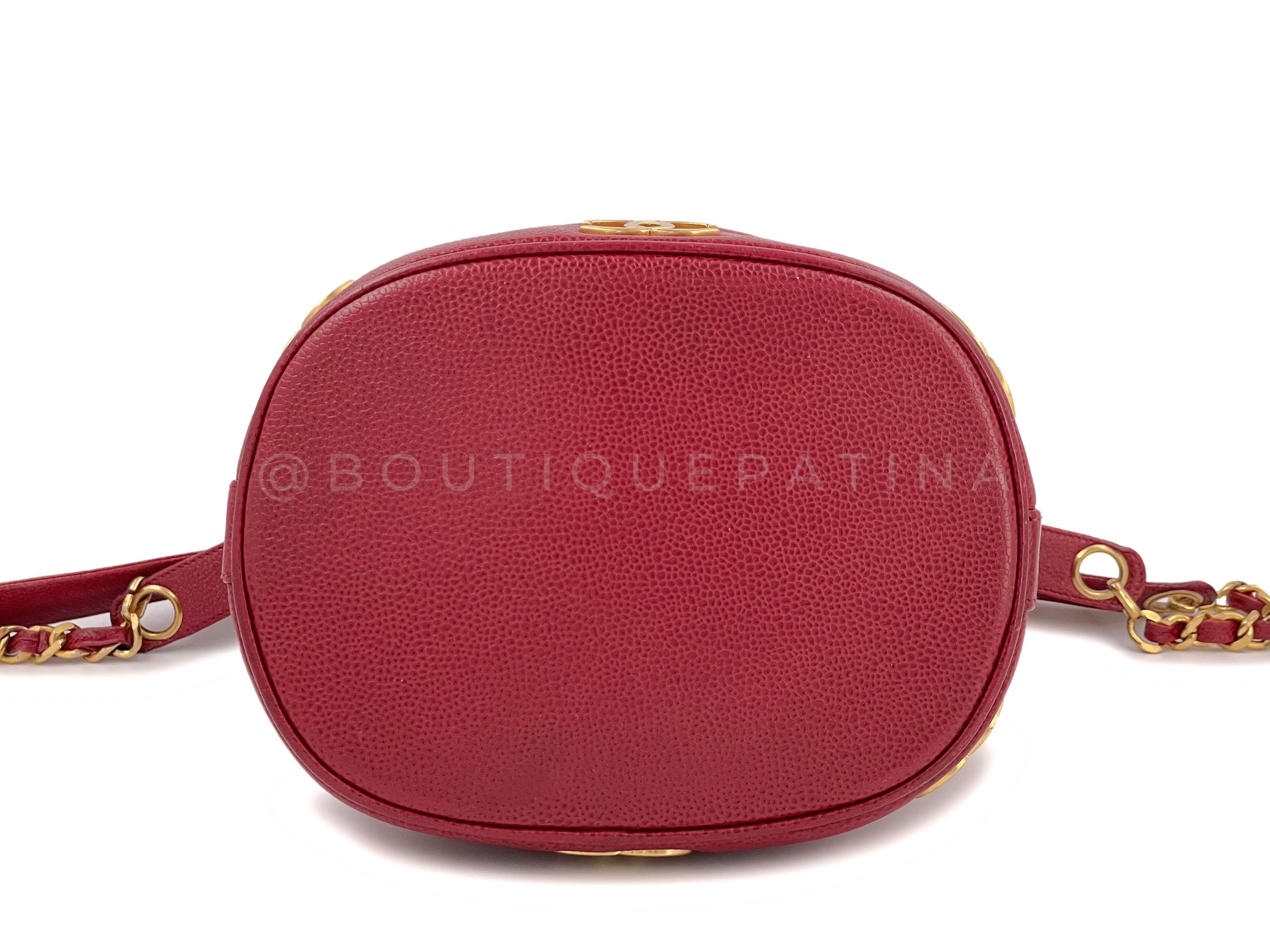 Chanel Vintage Red Caviar Small Bucket Drawstring Bag 24k GHW