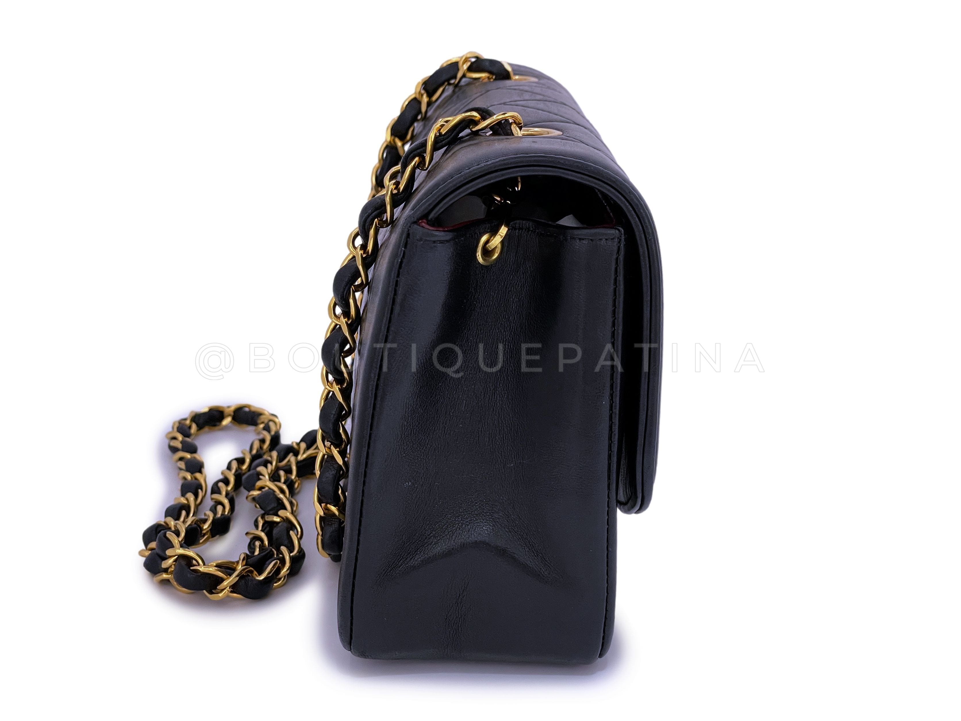 Chanel 1991 Vintage Black Small Diana Flap Bag 24k GHW Lambskin