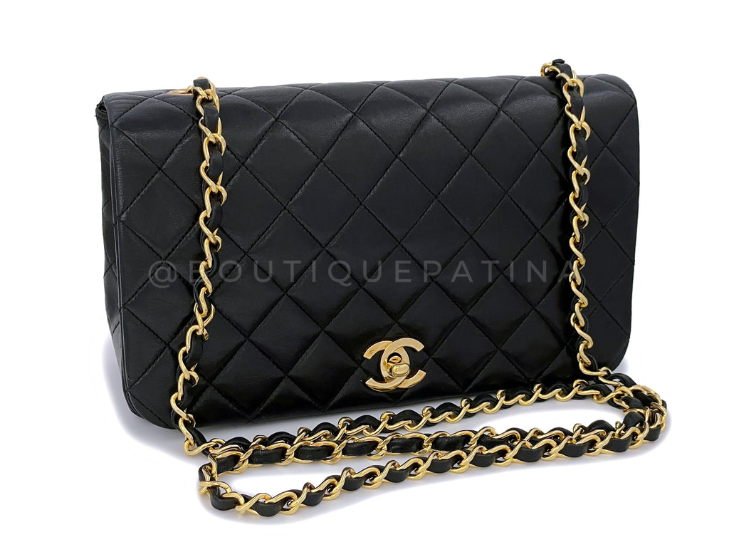 Chanel 1990 Vintage Black Timeless Full Flap Bag 24k GHW Lambskin