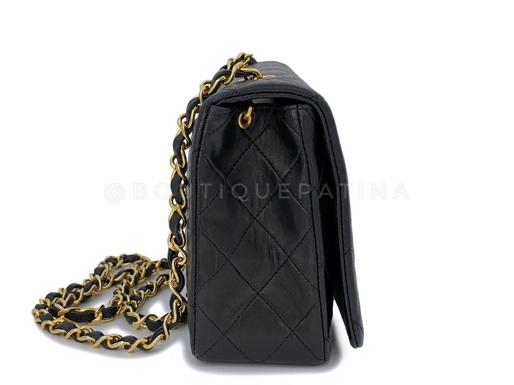 Chanel 1990 Vintage Black Timeless Full Flap Bag 24k GHW Lambskin