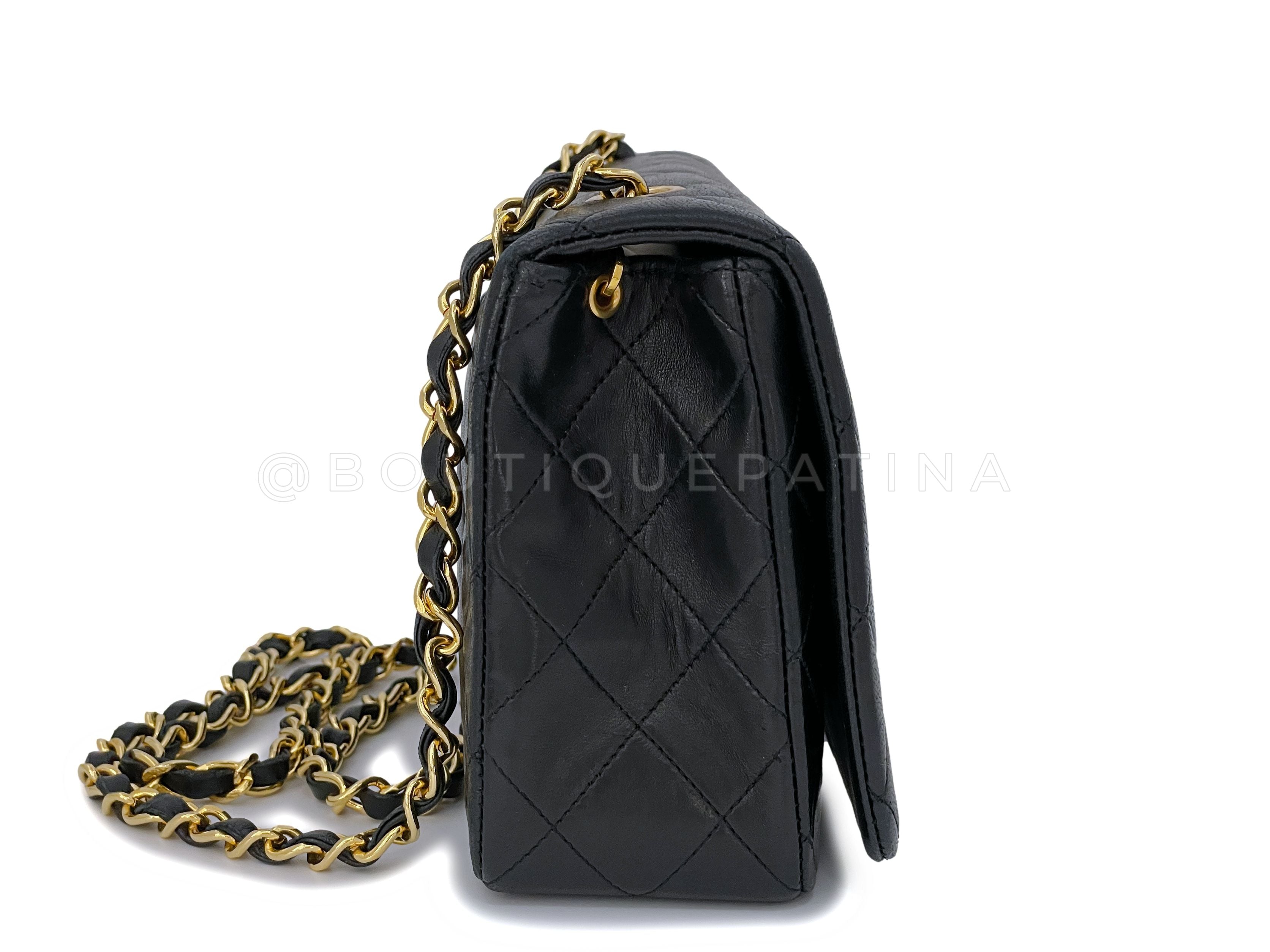 Chanel 1990 Vintage Black Timeless Full Flap Bag 24k GHW Lambskin