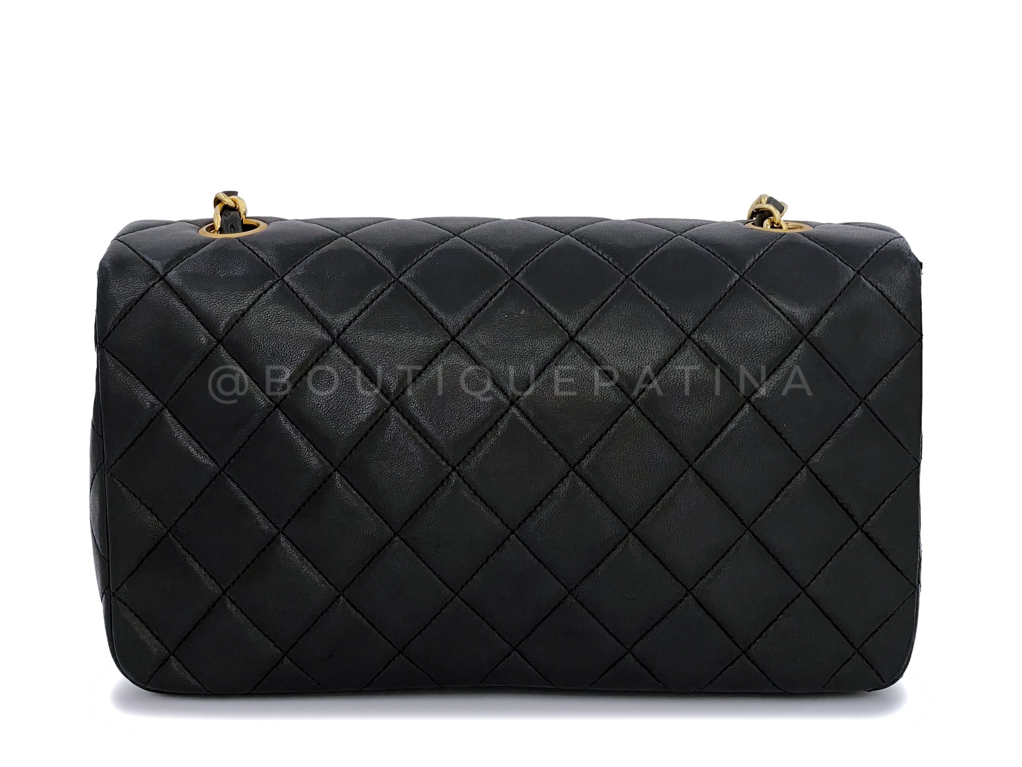 Chanel 1990 Vintage Black Timeless Full Flap Bag 24k GHW Lambskin