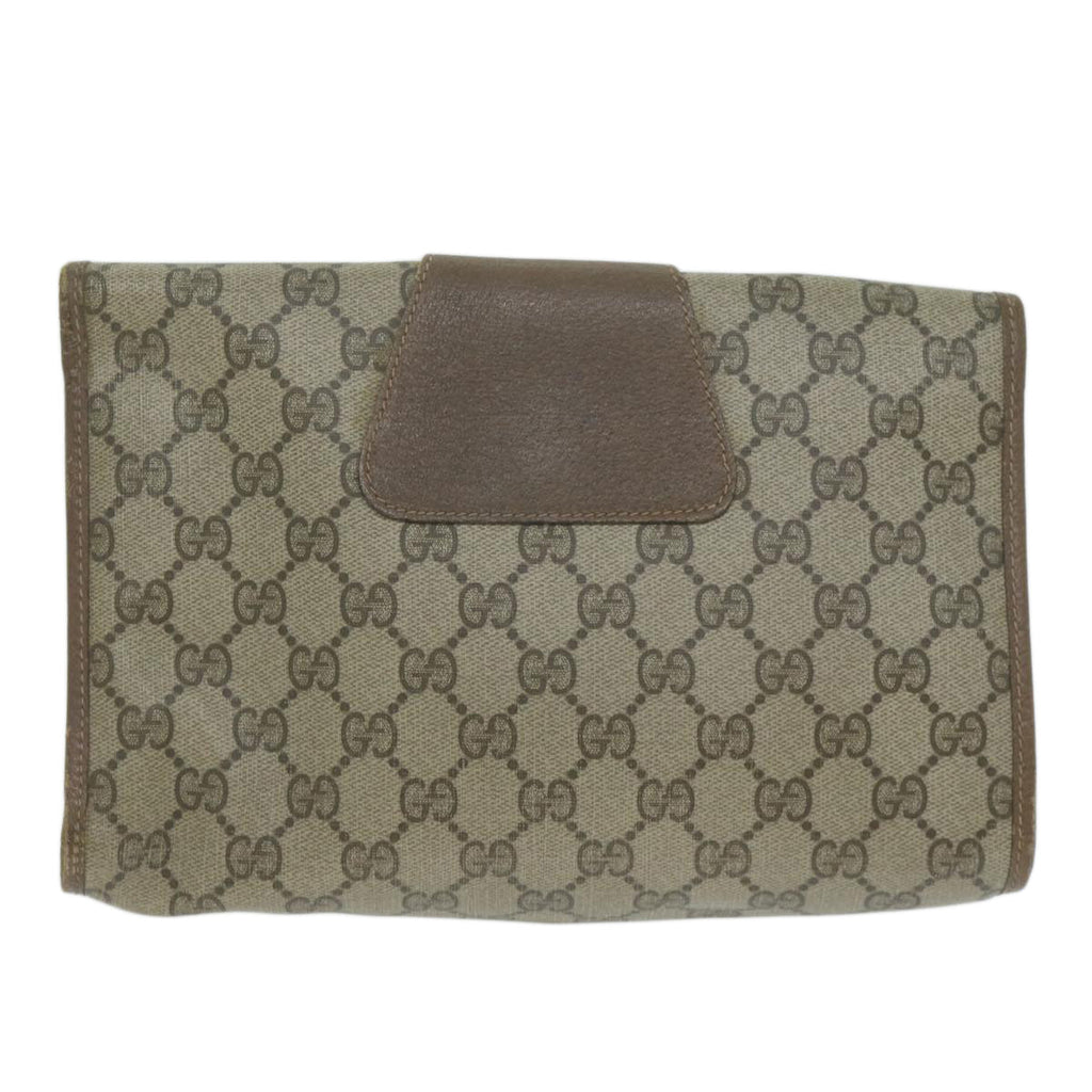 GUCCI GG Supreme Web Sherry Line Clutch Bag PVC Beige 89 01 030 65174