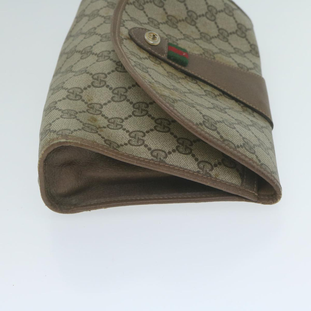 GUCCI GG Supreme Web Sherry Line Clutch Bag PVC Beige 89 01 030 65174