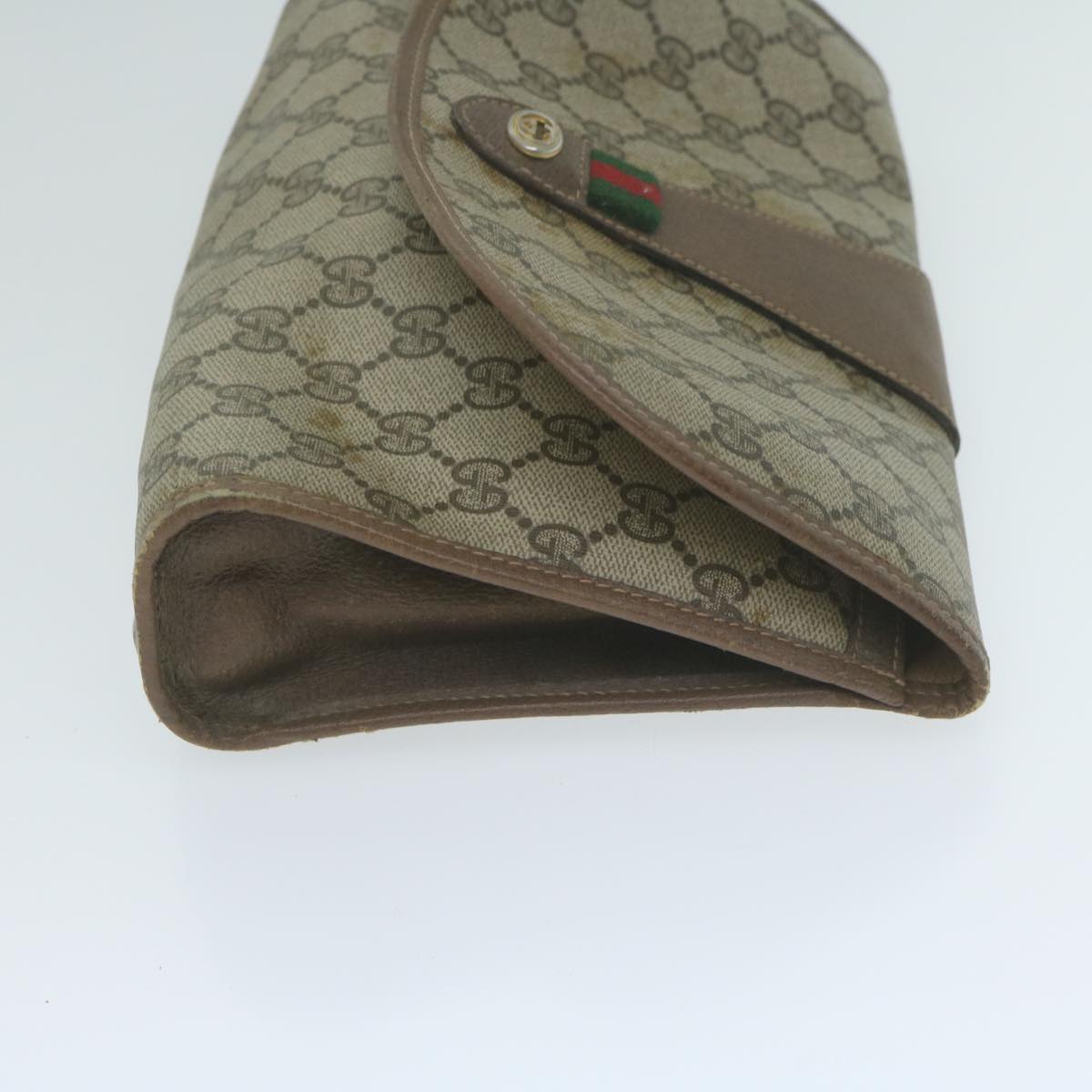 GUCCI GG Supreme Web Sherry Line Clutch Bag PVC Beige 89 01 030 65174