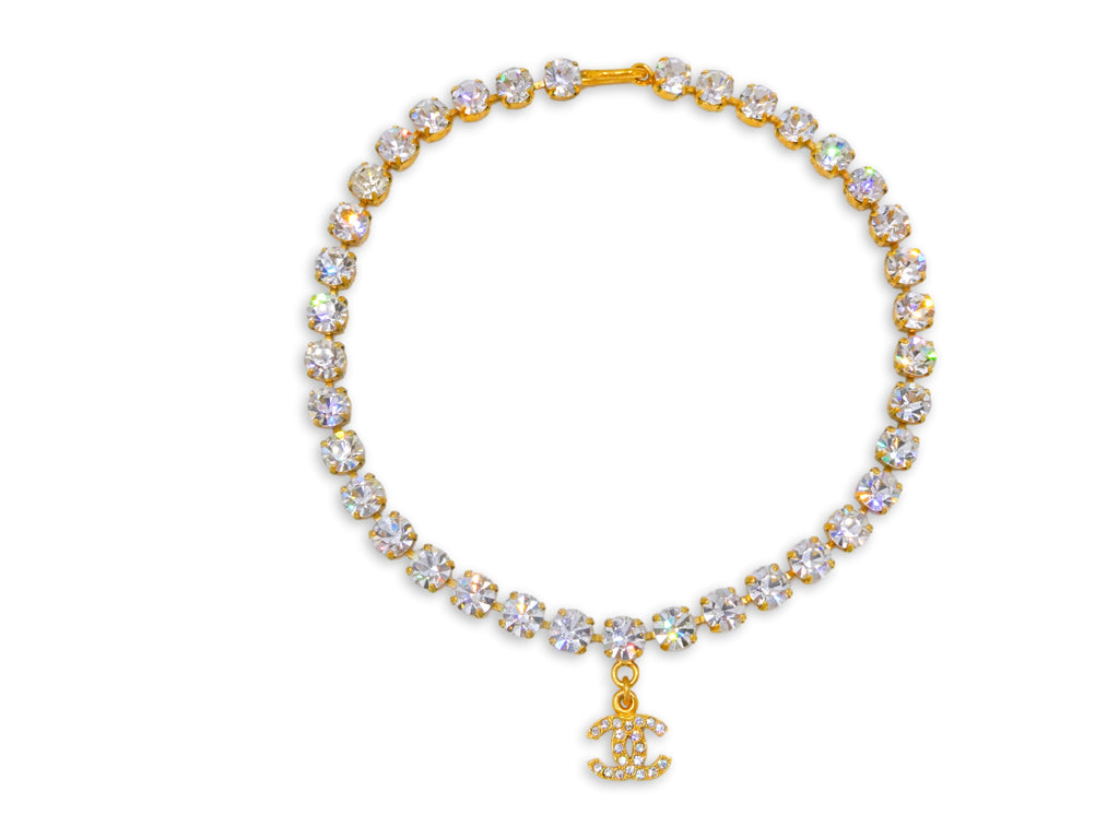 Chanel 96A Vintage "1995 Barbie" Crystal Choker Necklace Q5Z