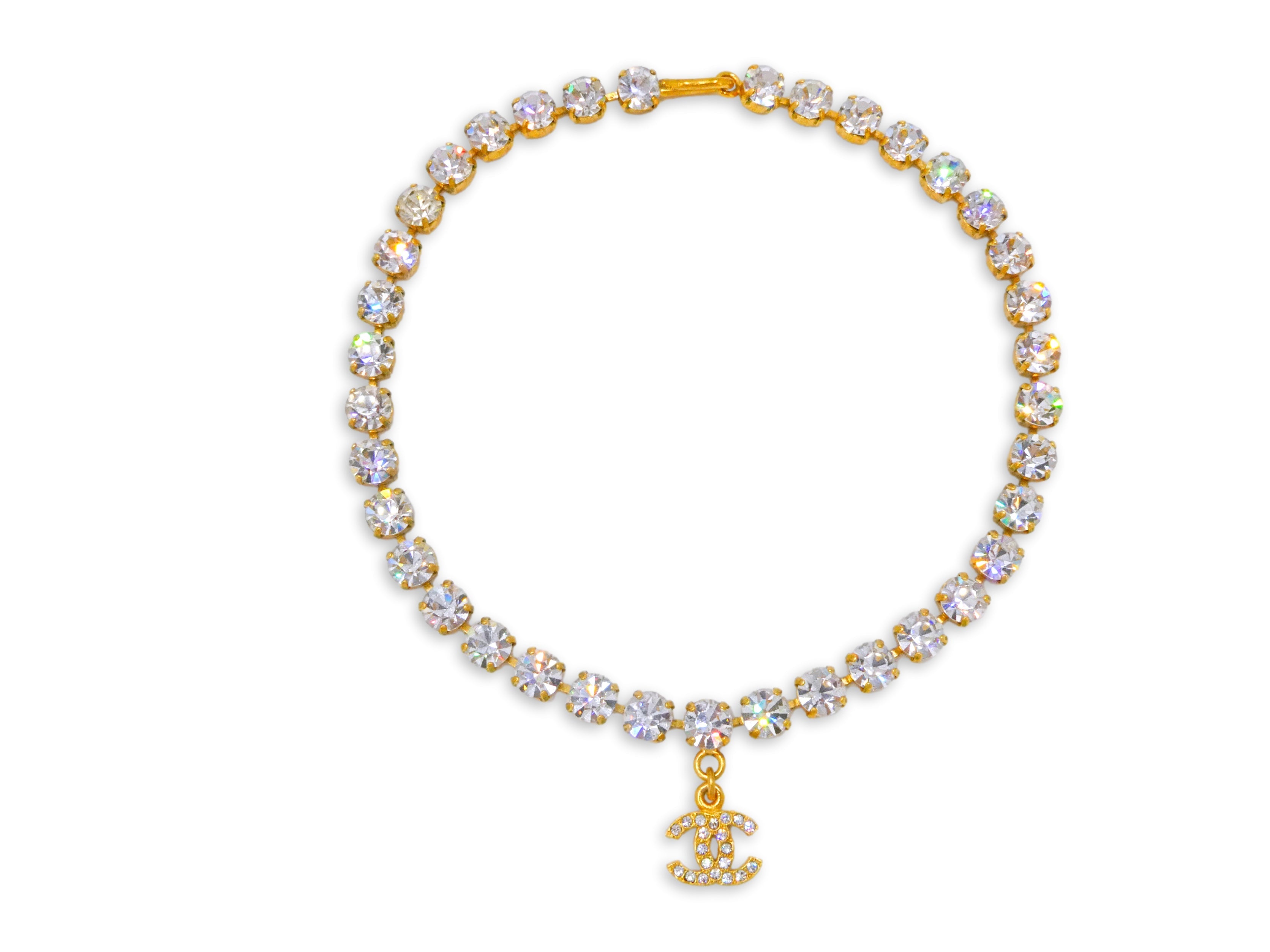 Chanel 96A Vintage "1995 Barbie" Crystal Choker Necklace Q5Z