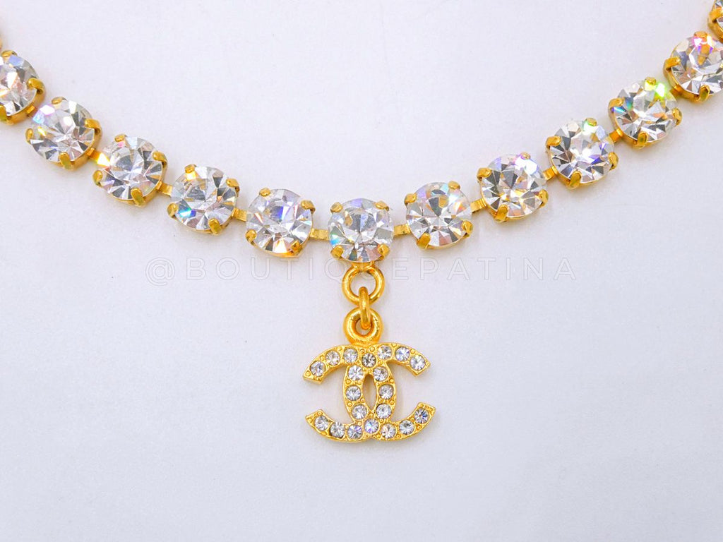 Chanel 96A Vintage "1995 Barbie" Crystal Choker Necklace Q5Z