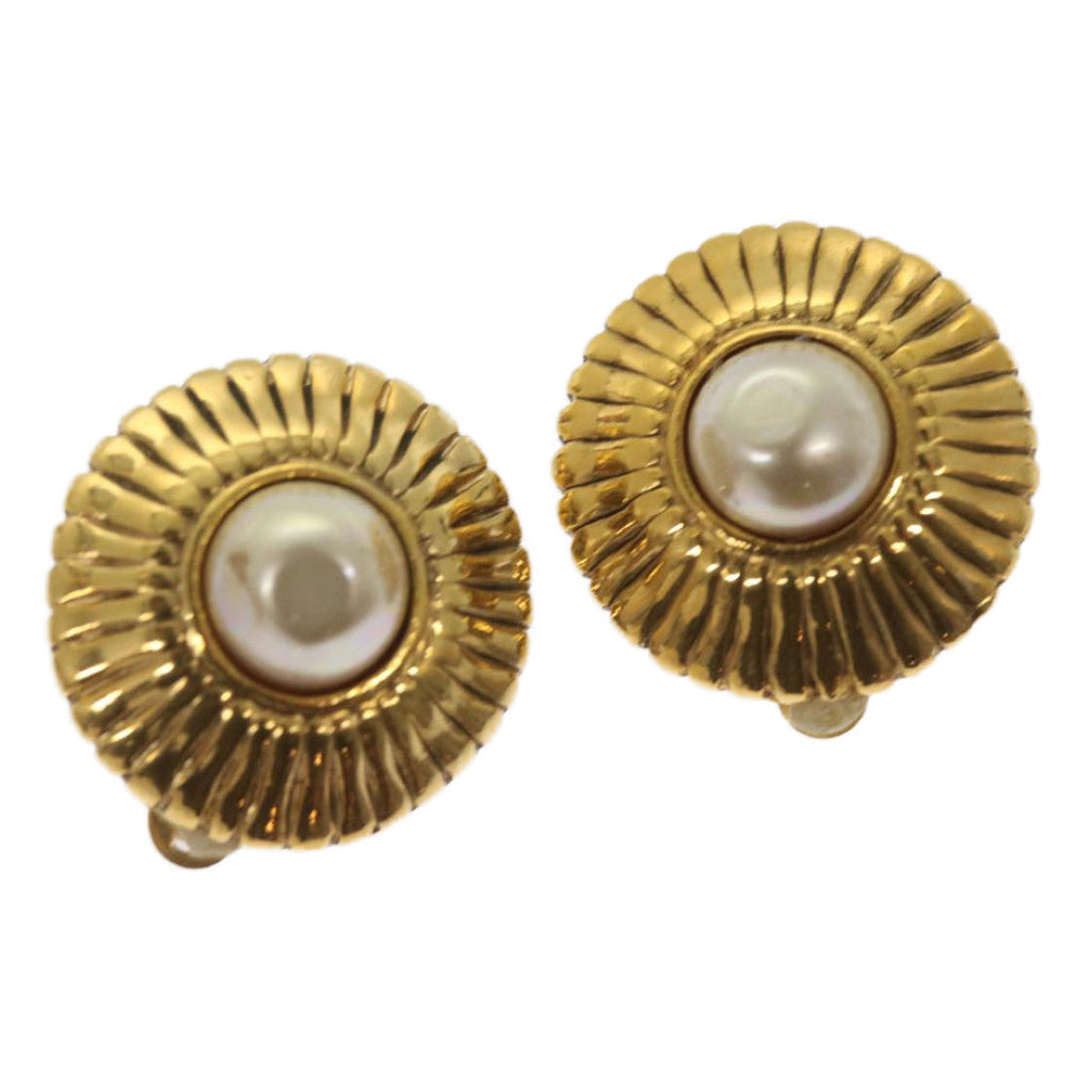 CHANEL Earring Gold Tone CC 65220