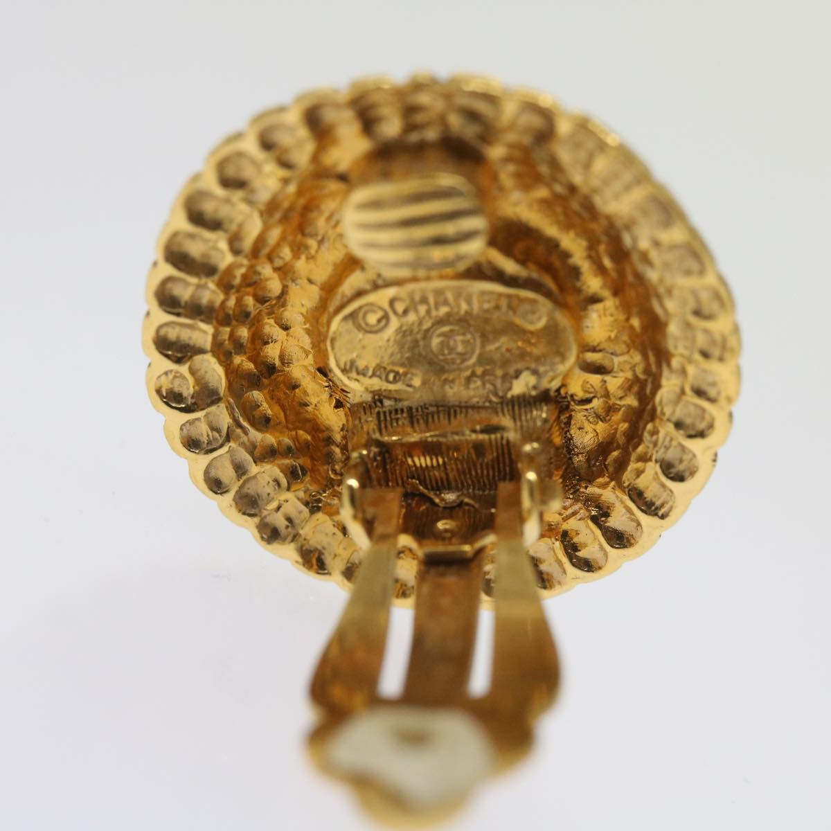 CHANEL Earring Gold Tone CC 65220