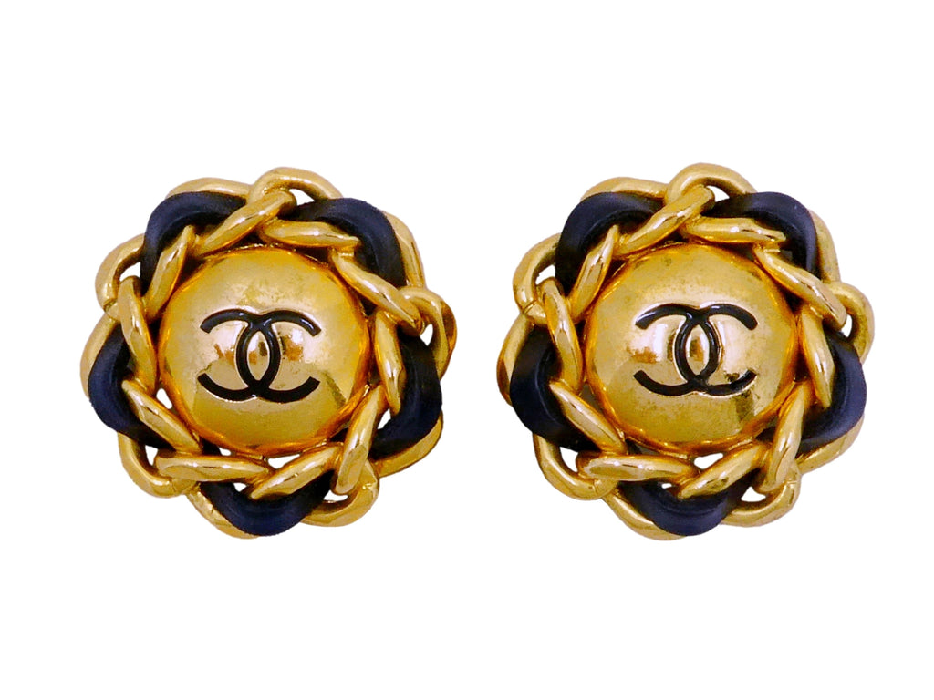 Chanel Vintage 93P Large Giant Woven Stud Earrings