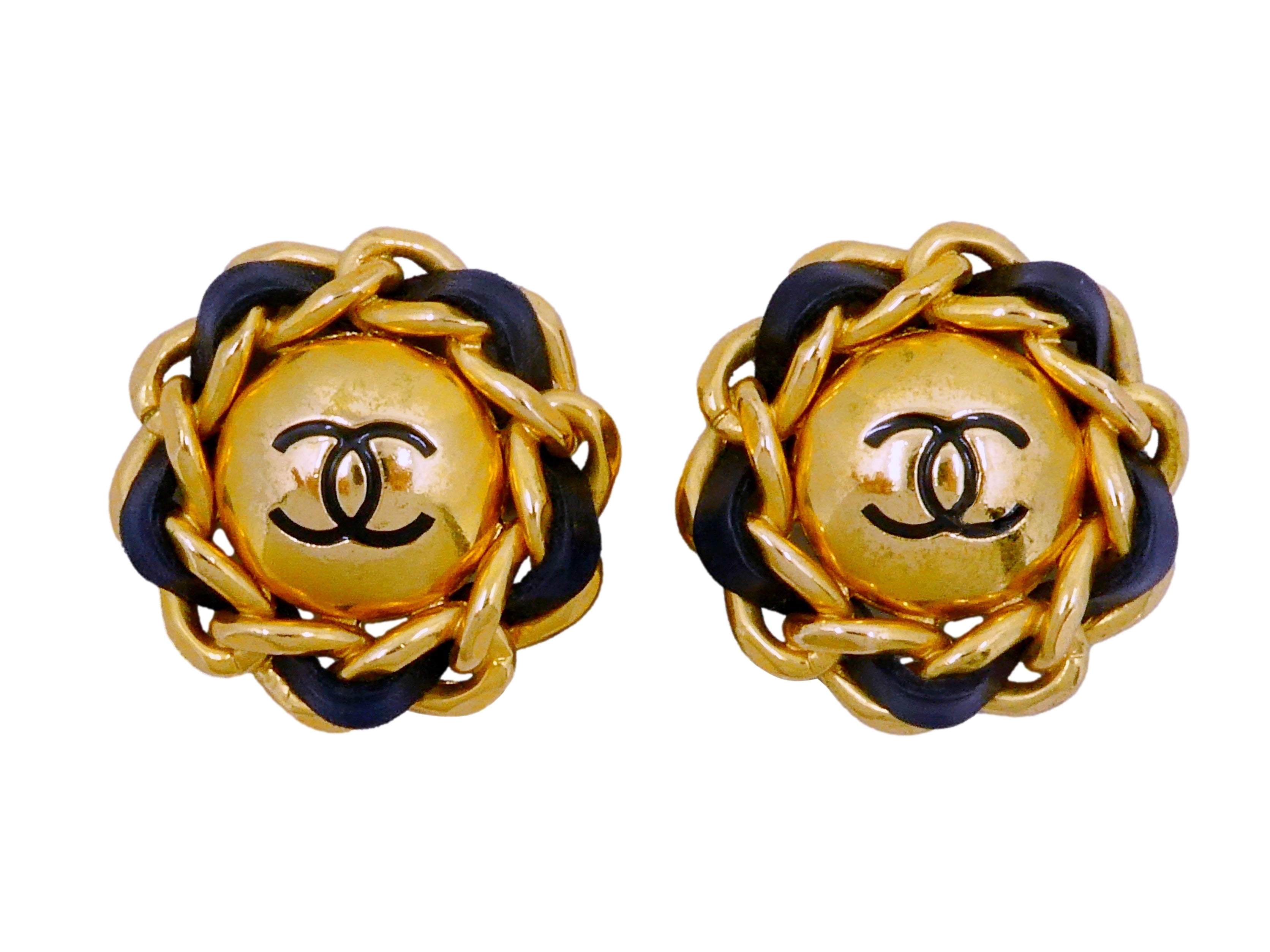Chanel Vintage 93P Large Giant Woven Stud Earrings