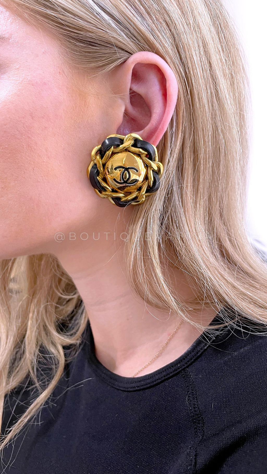 Chanel Vintage 93P Large Giant Woven Stud Earrings