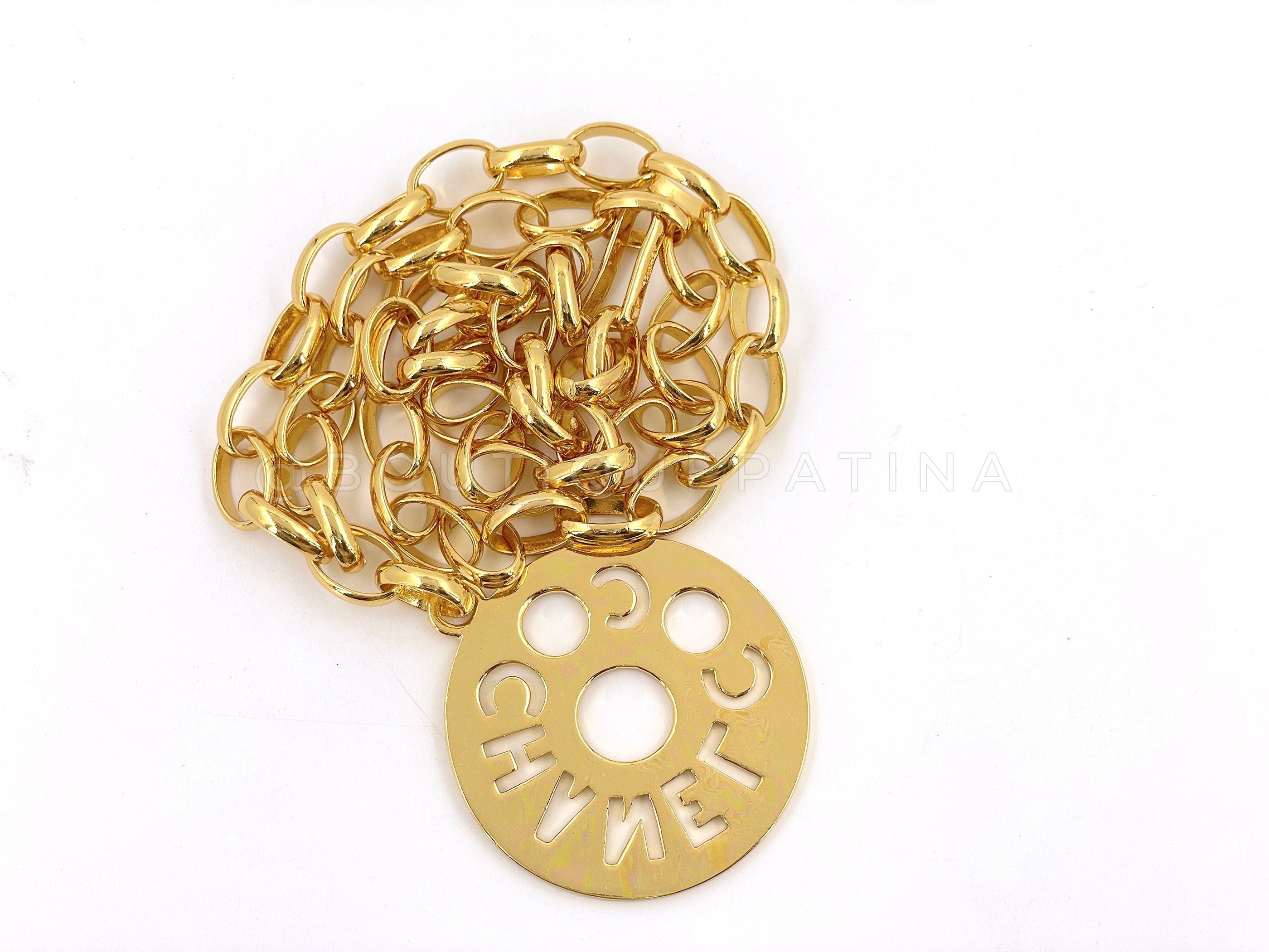 Chanel Vintage 80s Cutout Medallion Belt Necklace