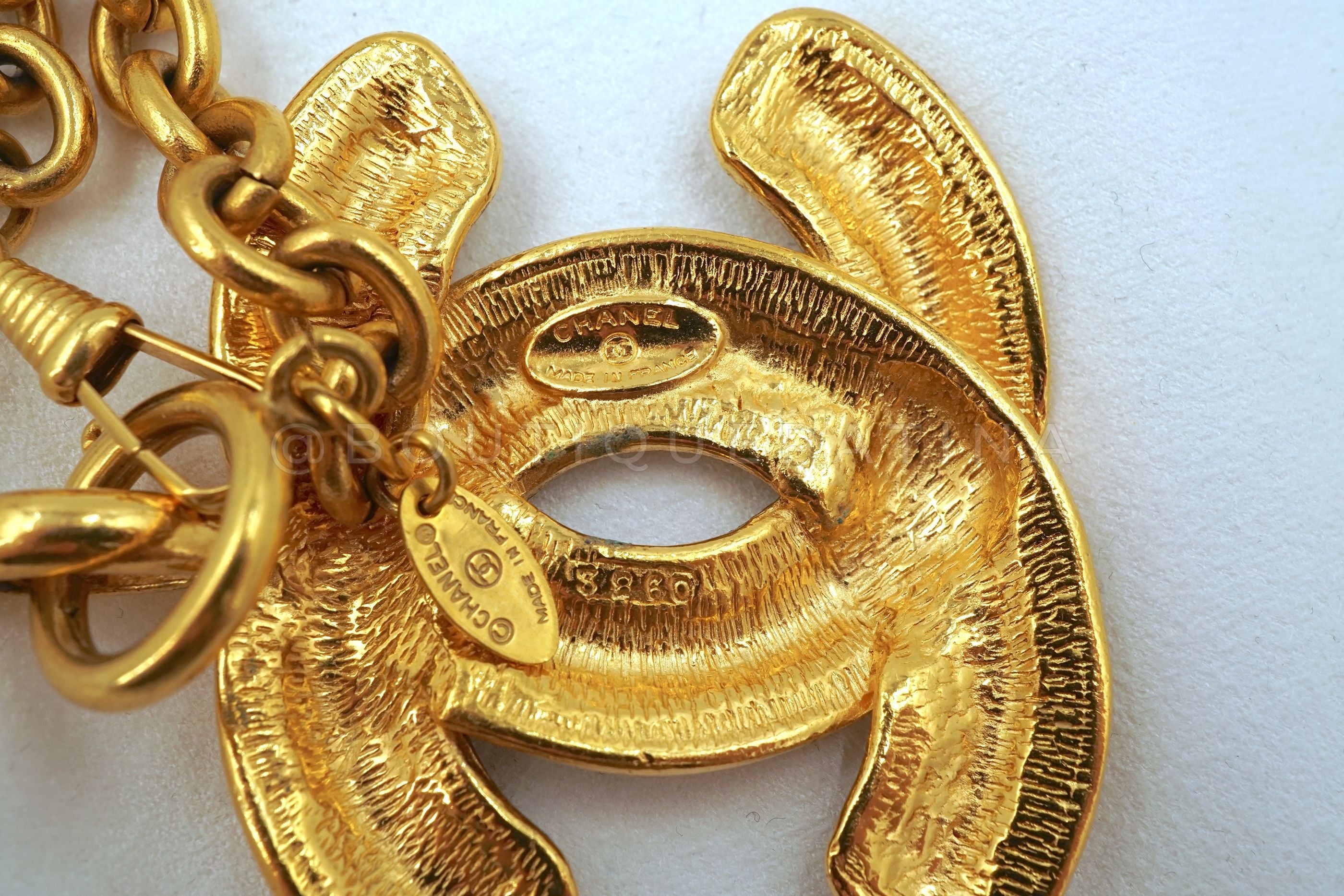 Chanel Vintage Quilted Large Giant CC Pendant Long Necklace