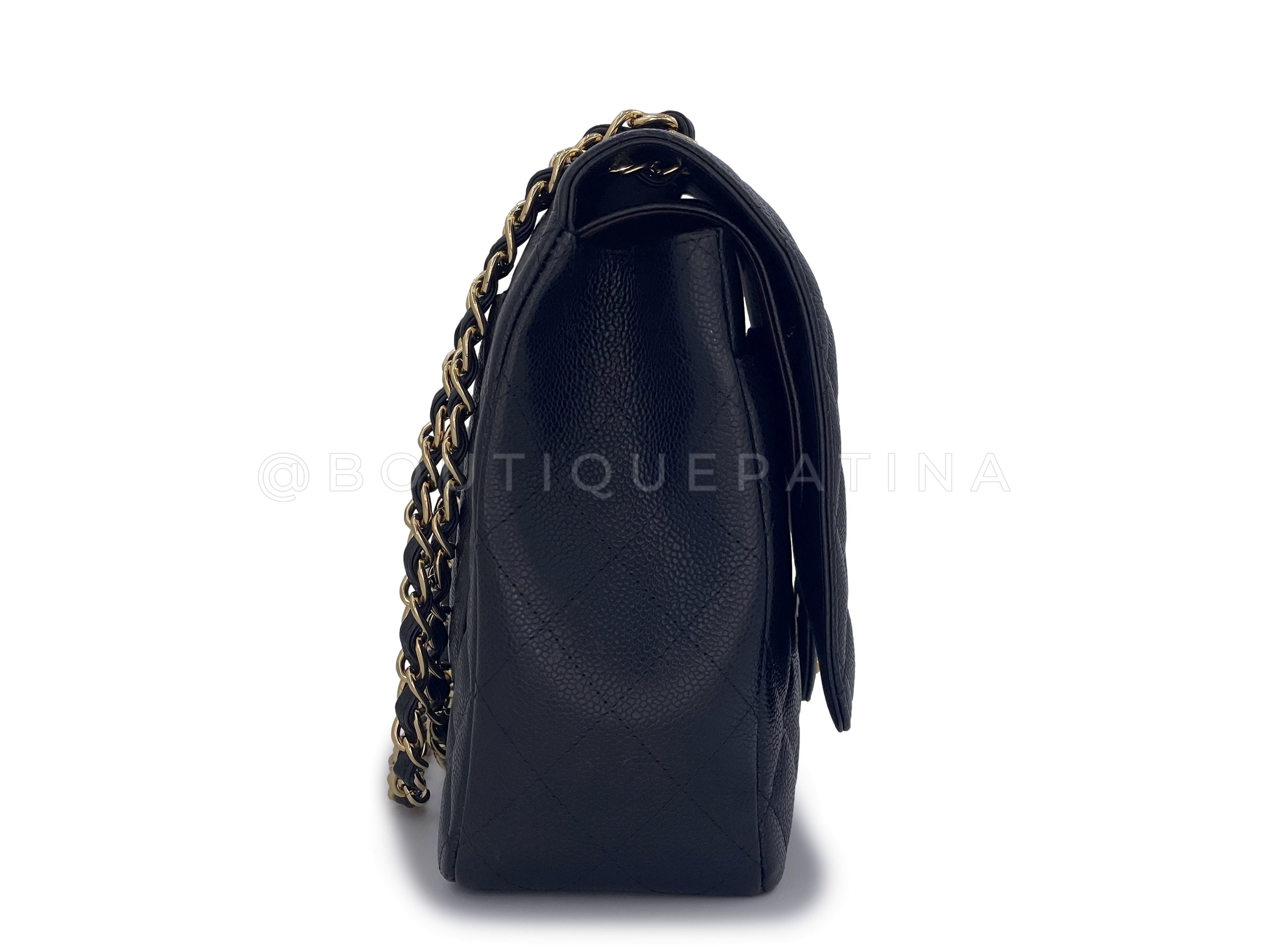 Chanel Black Caviar Maxi Flap Bag Classic Double GHW