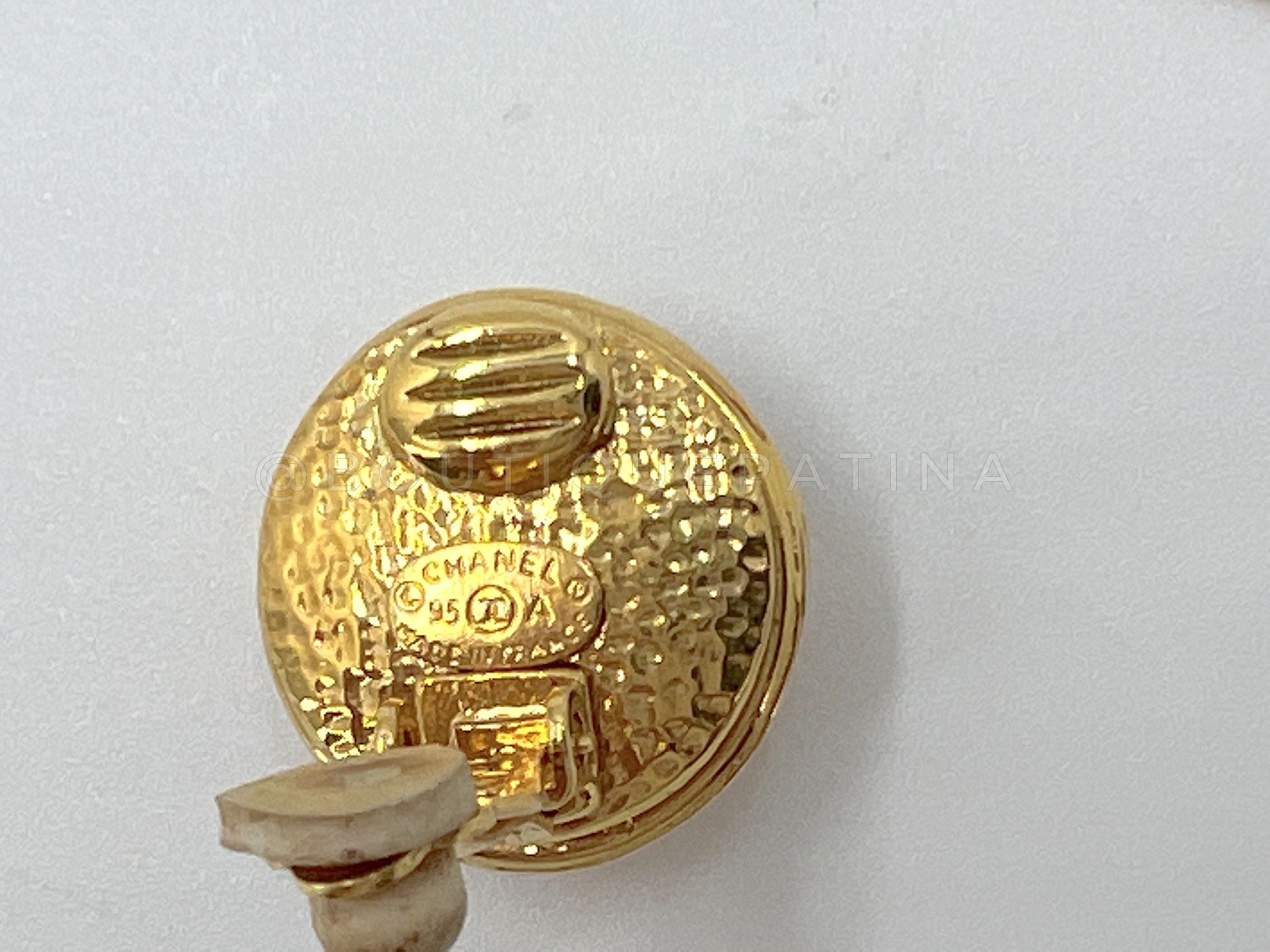 Chanel Vintage 95A Crystal Large Stud Logo Earrings