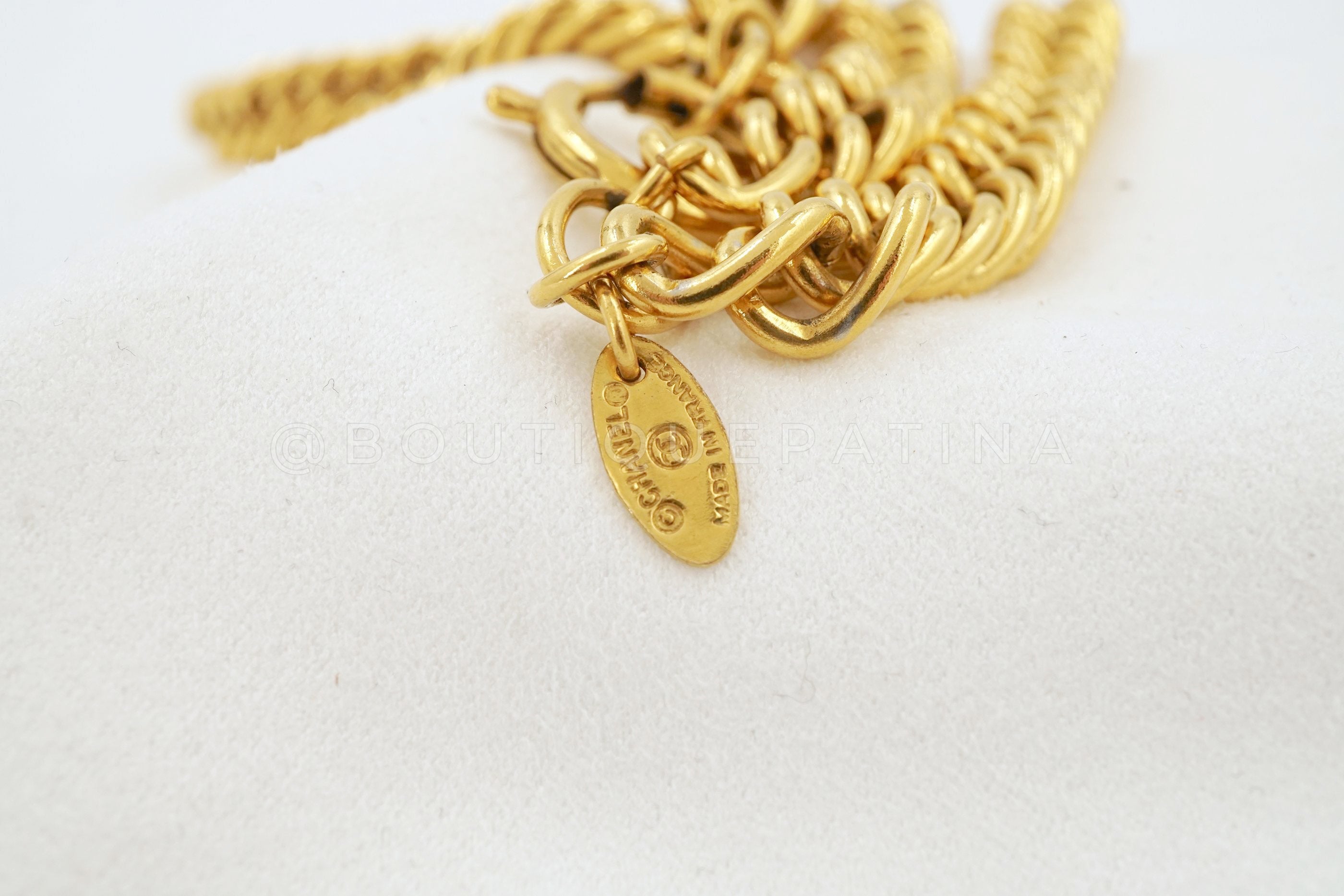 Chanel Vintage Cutout Choker Double Chain Letter Necklace