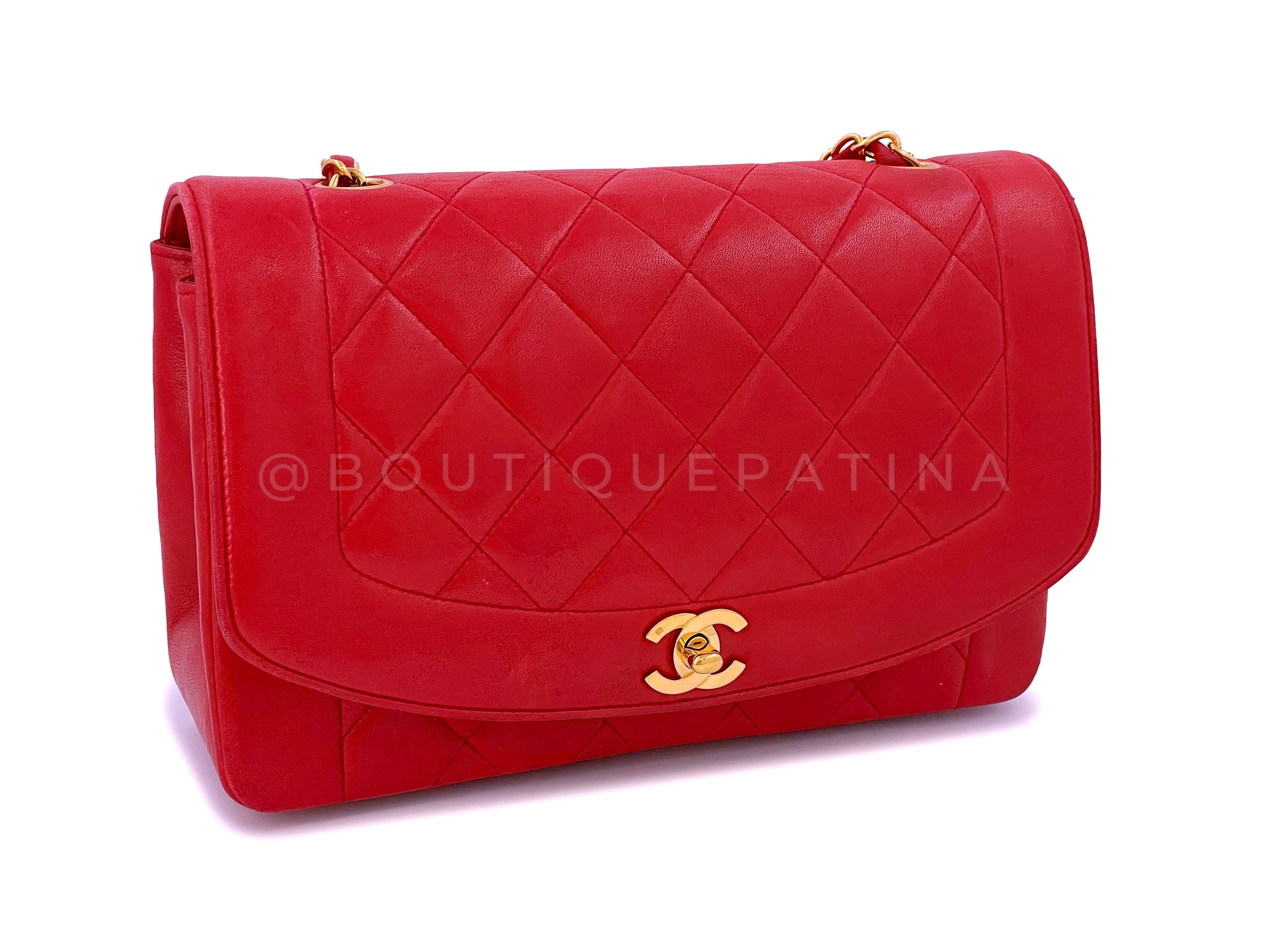 Chanel 1993 Vintage Red Medium Diana Flap Bag 24k GHW