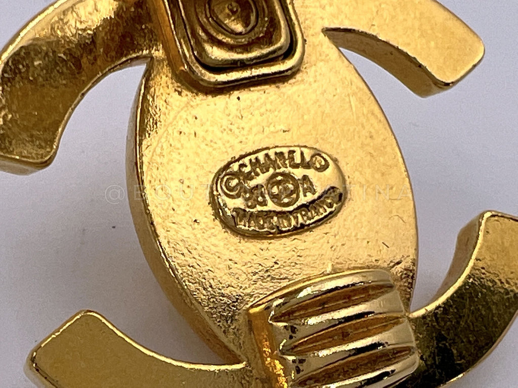 Chanel Vintage 95A Turnlock CC Stud Earrings