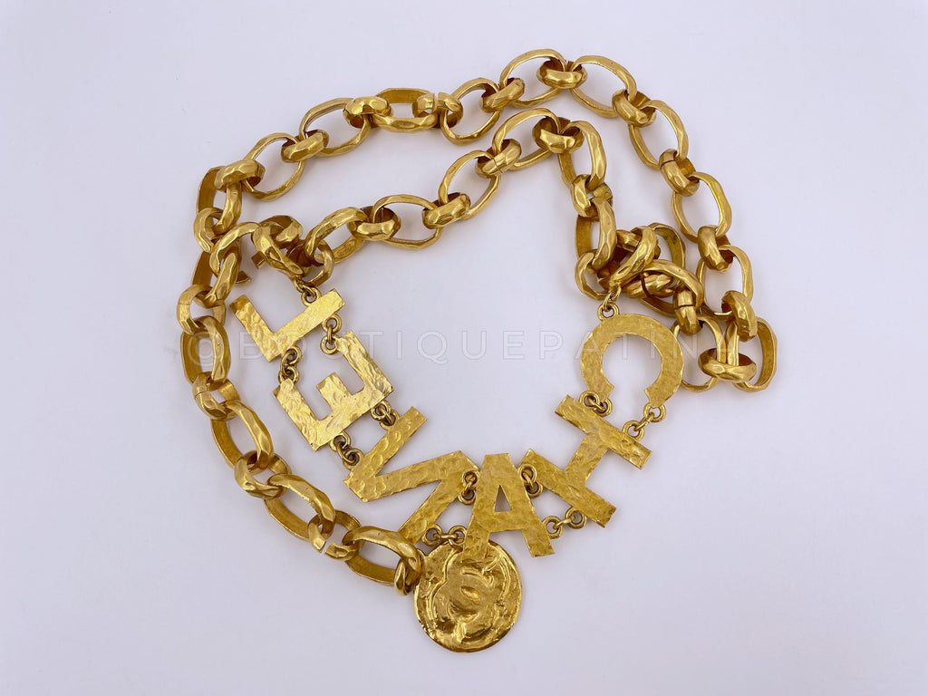 Chanel Vintage Massive 93A Letters Logo Chunky Belt Necklace