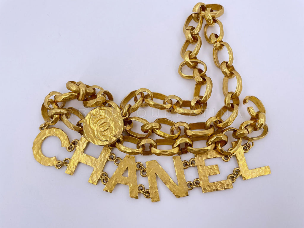 Chanel Vintage Massive 93A Letters Logo Chunky Belt Necklace
