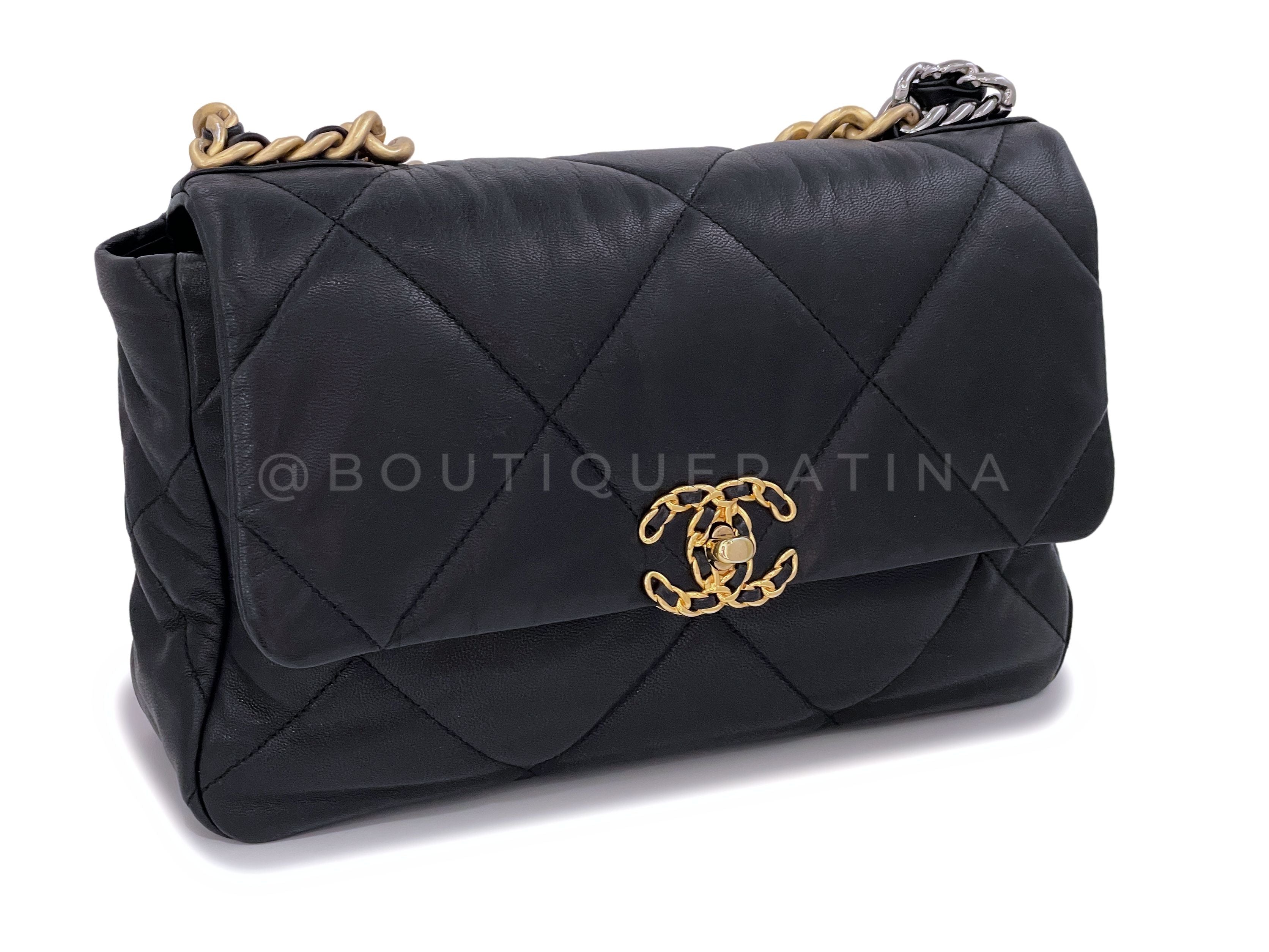 Chanel 19 Black Large Flap Bag Lambskin GHW