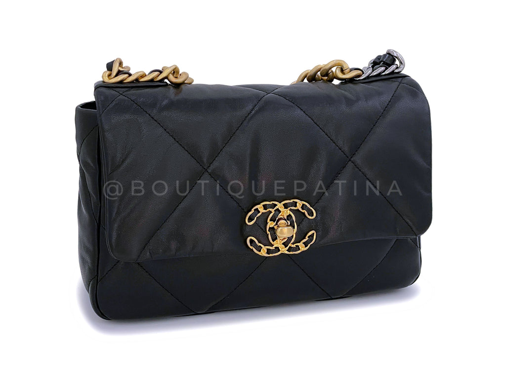 Chanel 19 Black Medium Flap Bag 0X3