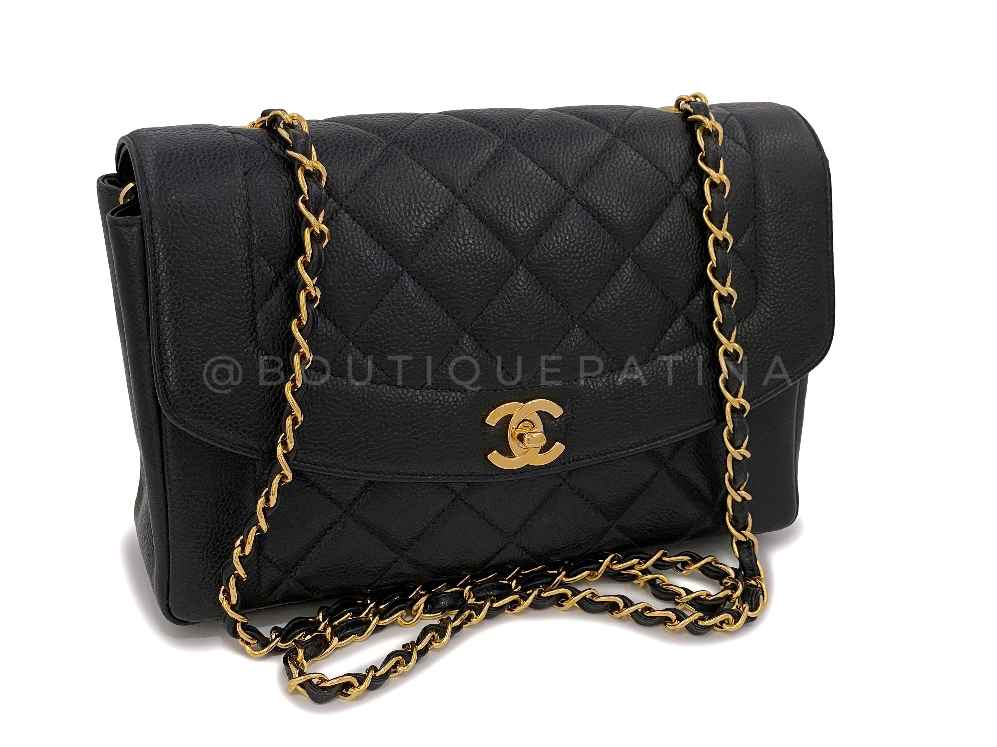 Chanel Vintage Black Caviar Diana Bag Medium 24k GHW