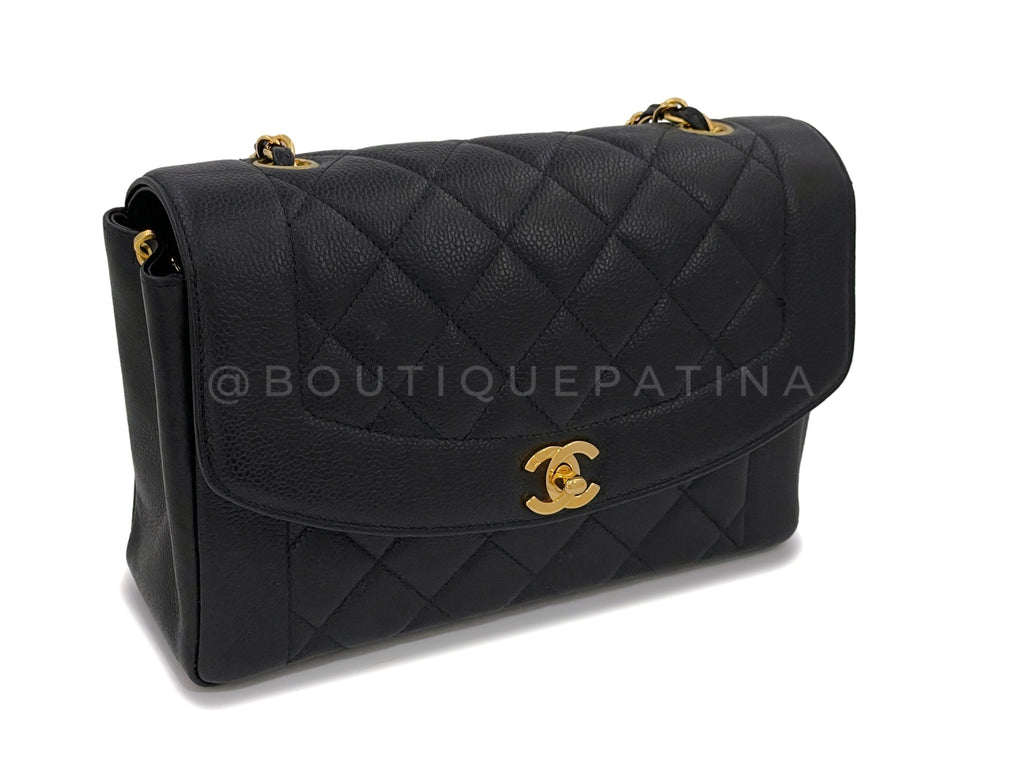 Chanel Vintage Black Caviar Diana Bag Medium 24k GHW