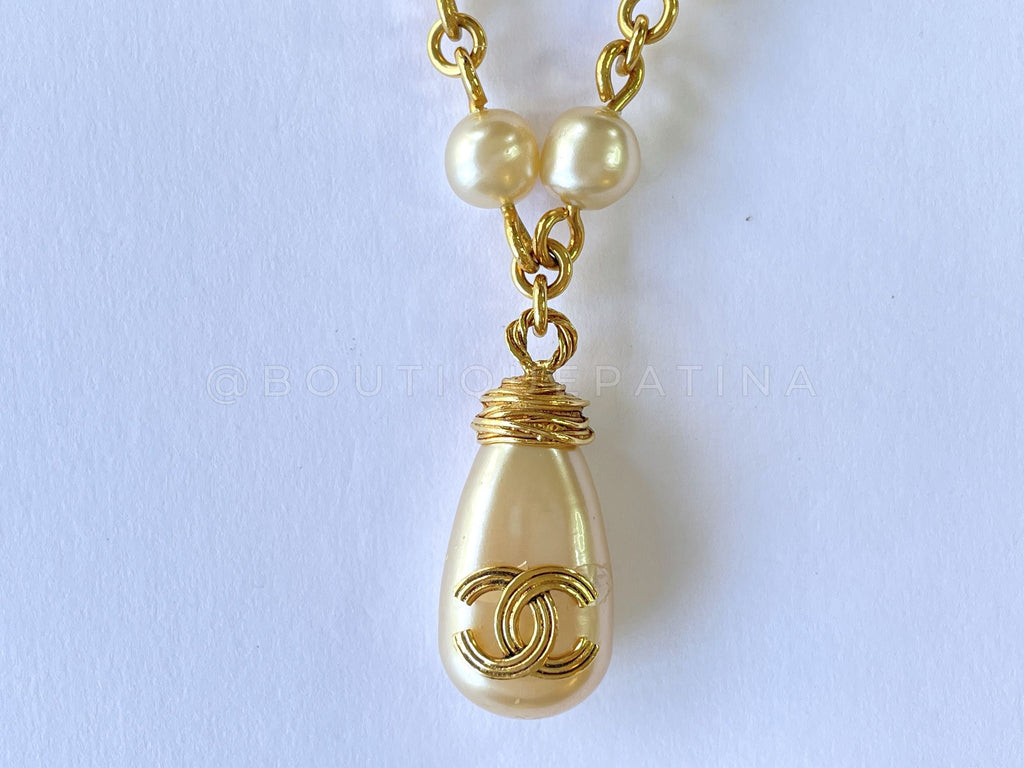 Chanel Vintage 94A Pearl Drop Long Necklace
