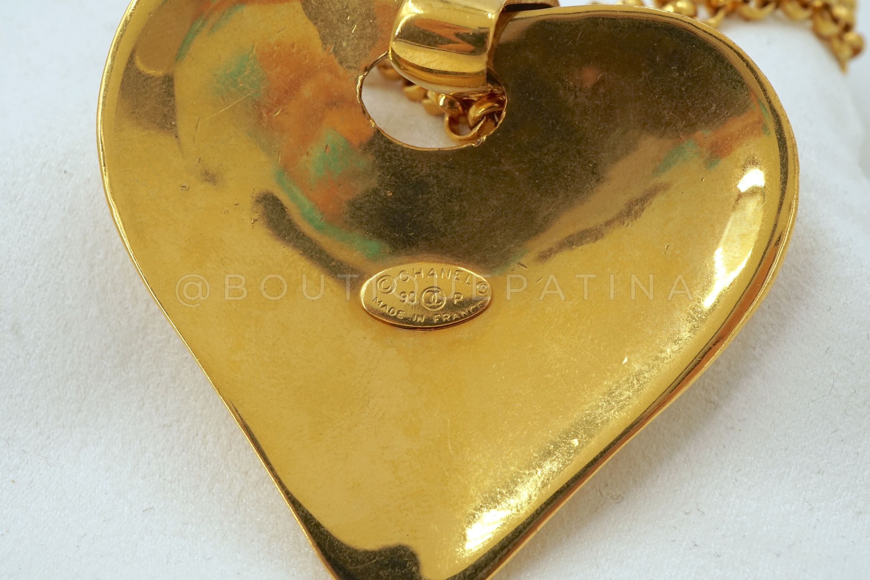 Chanel 93P Vintage Giant Double Solid Heart Long Necklace