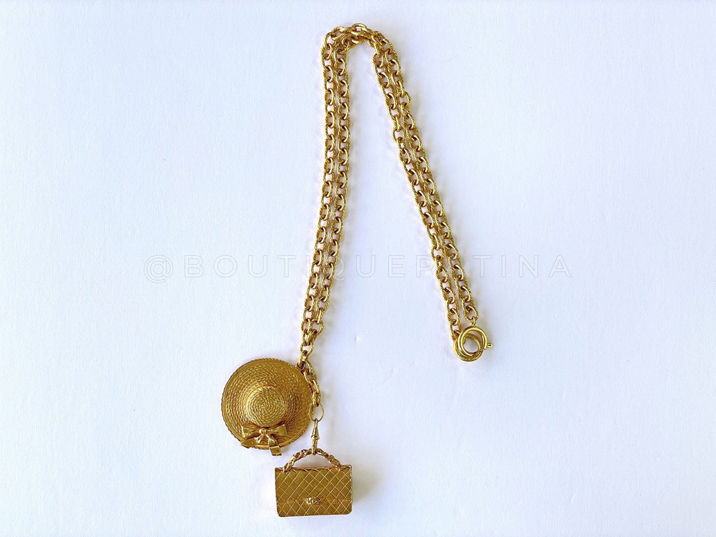 Chanel Vintage 80s Hat and Purse Long Necklace