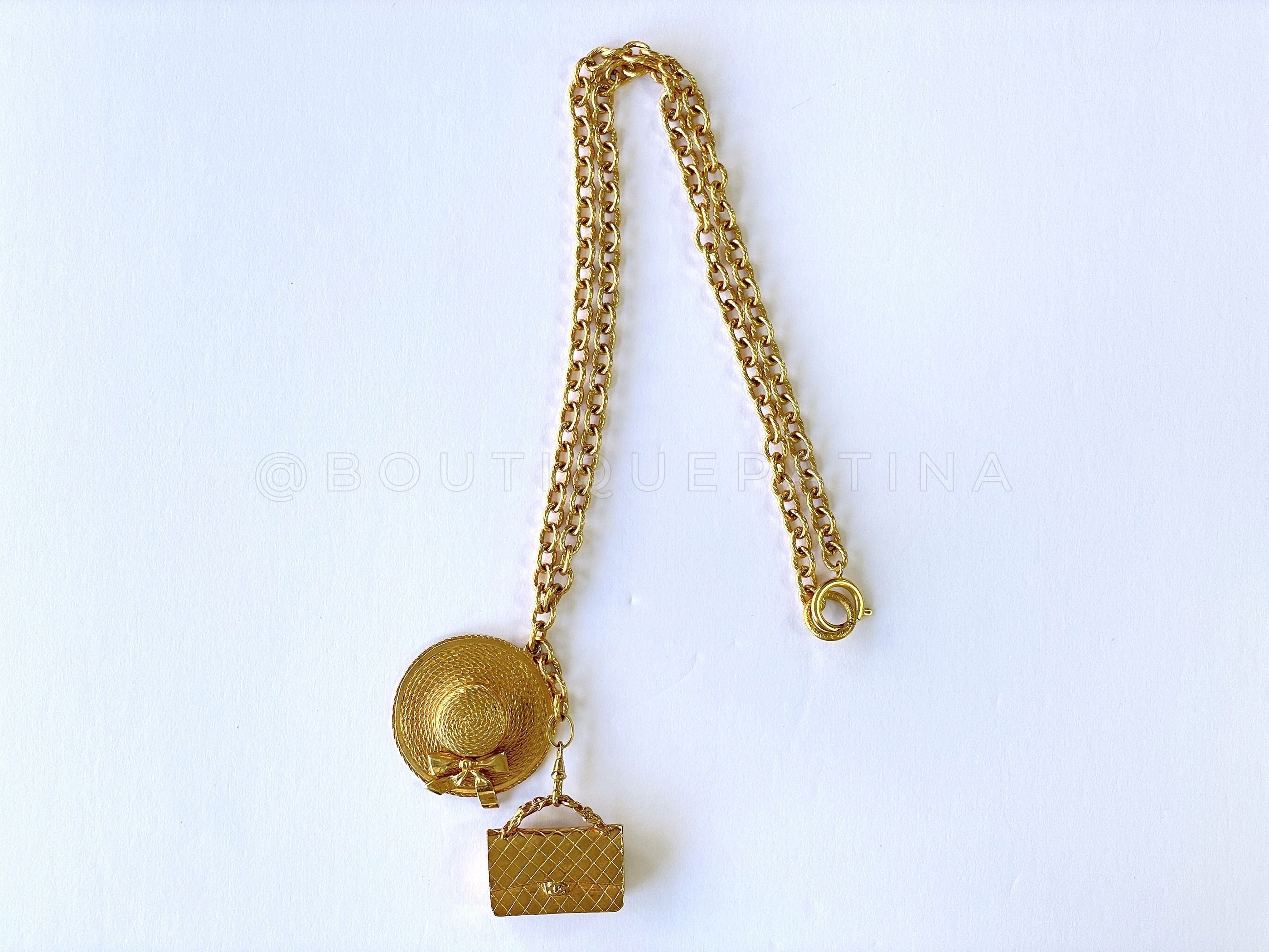 Chanel Vintage 80s Hat and Purse Long Necklace