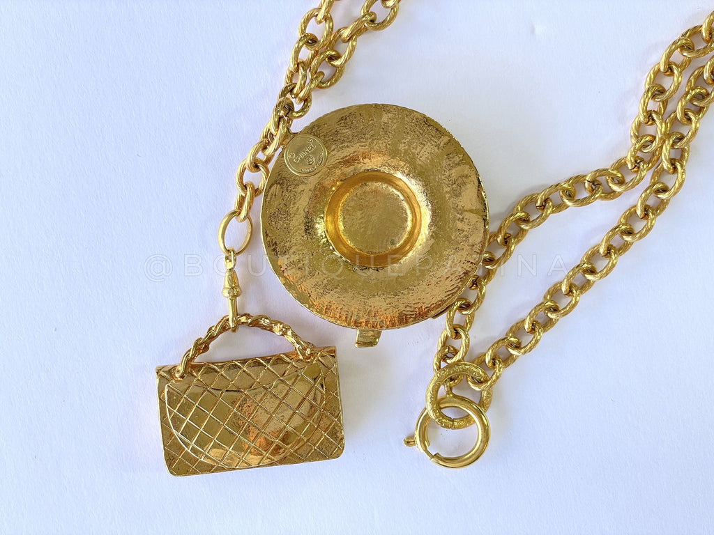 Chanel Vintage 80s Hat and Purse Long Necklace