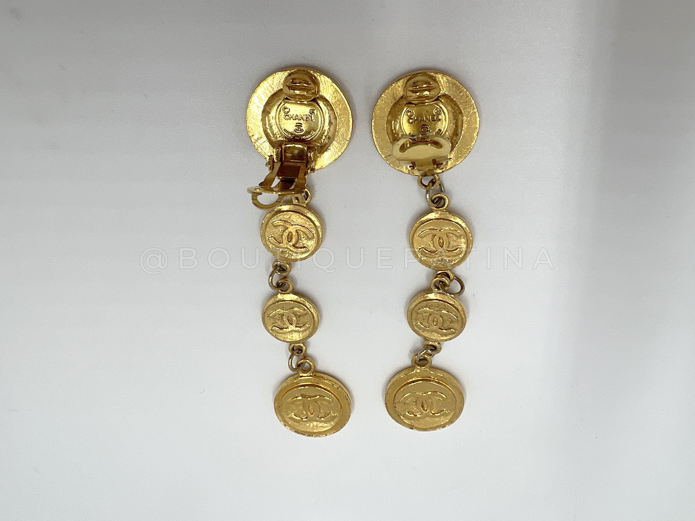 Chanel Vintage Coin Drop Earrings