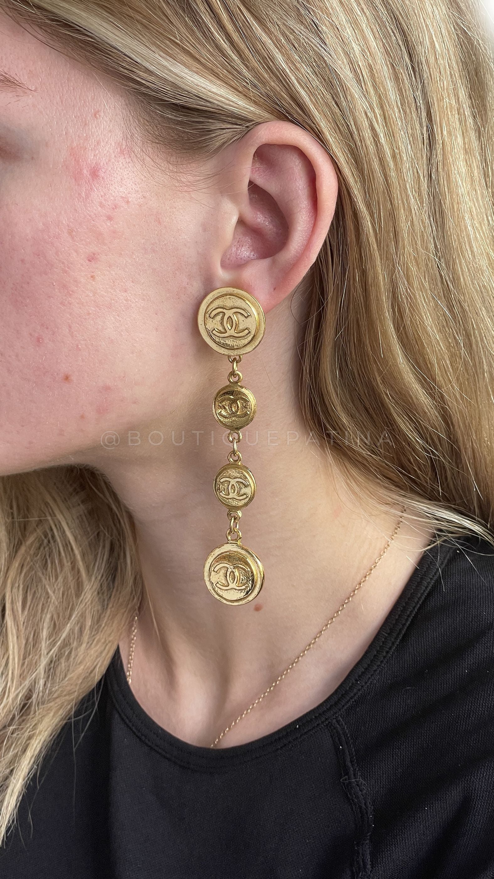 Chanel Vintage Coin Drop Earrings