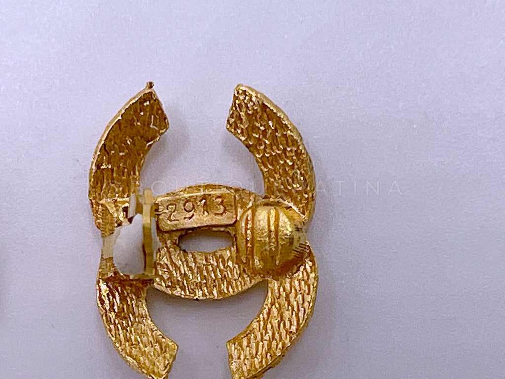 Chanel Vintage 1980s Woven Large CC Logo Stud Earrings